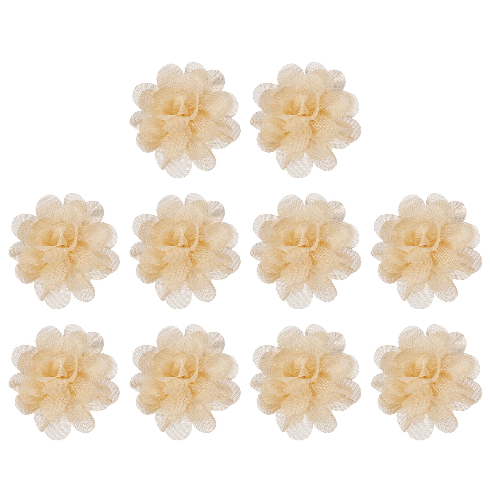 PATIKIL 2 Inch Chiffon Flowers 10pcs Mesh Fabric Flowers Sewing Fabric Appliques Headband Embellishments for DIY Craft Wedding Decor Khaki #S26031100UX6581