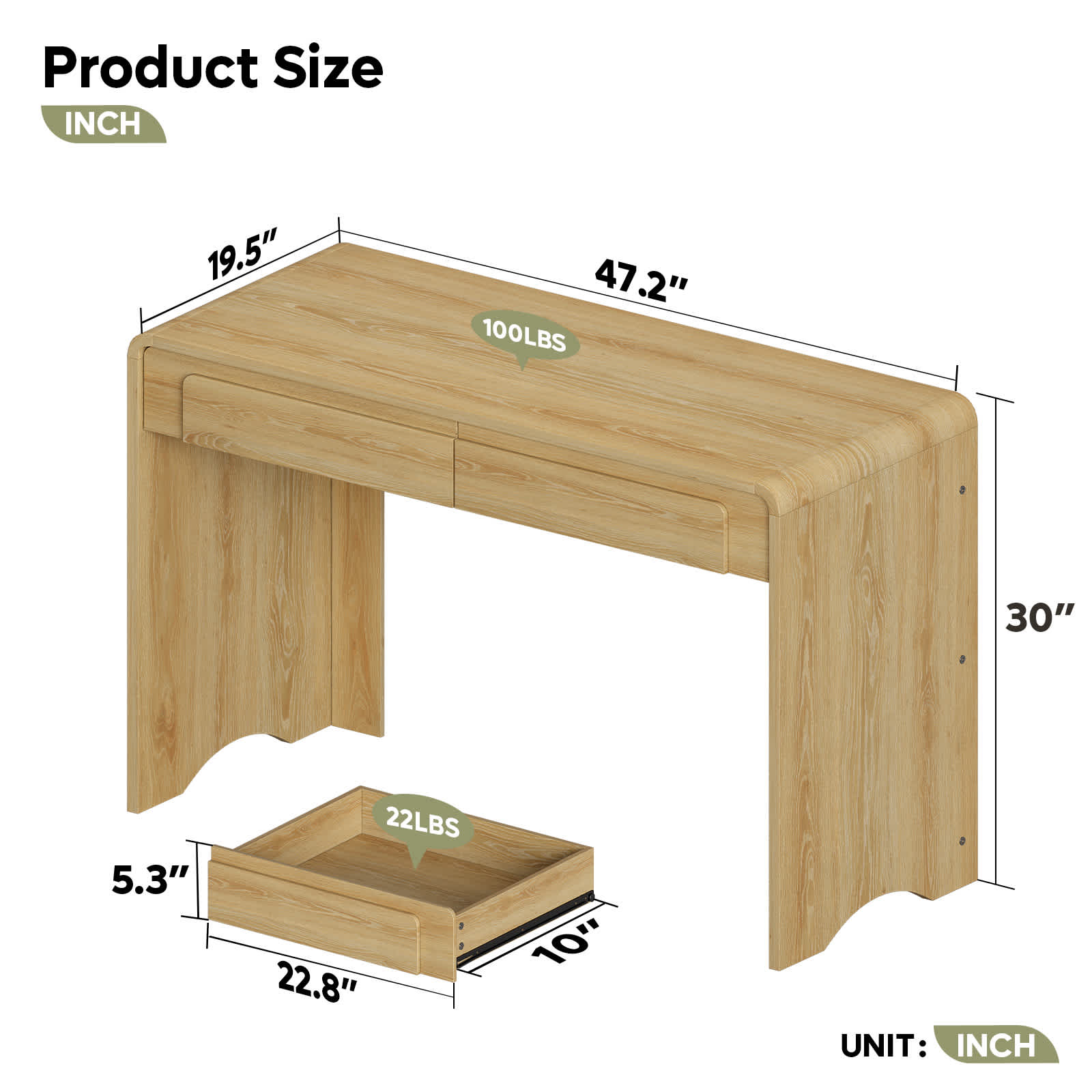 Bestier LOW-H108112B-LOG desks - View #4