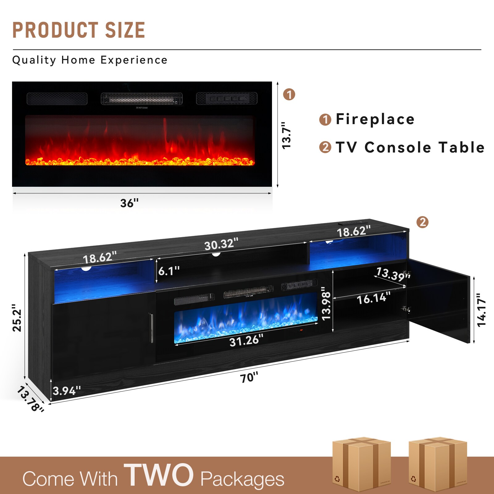 AOXUN H21025BR-15+H20024 Electric-Fireplaces - View #6