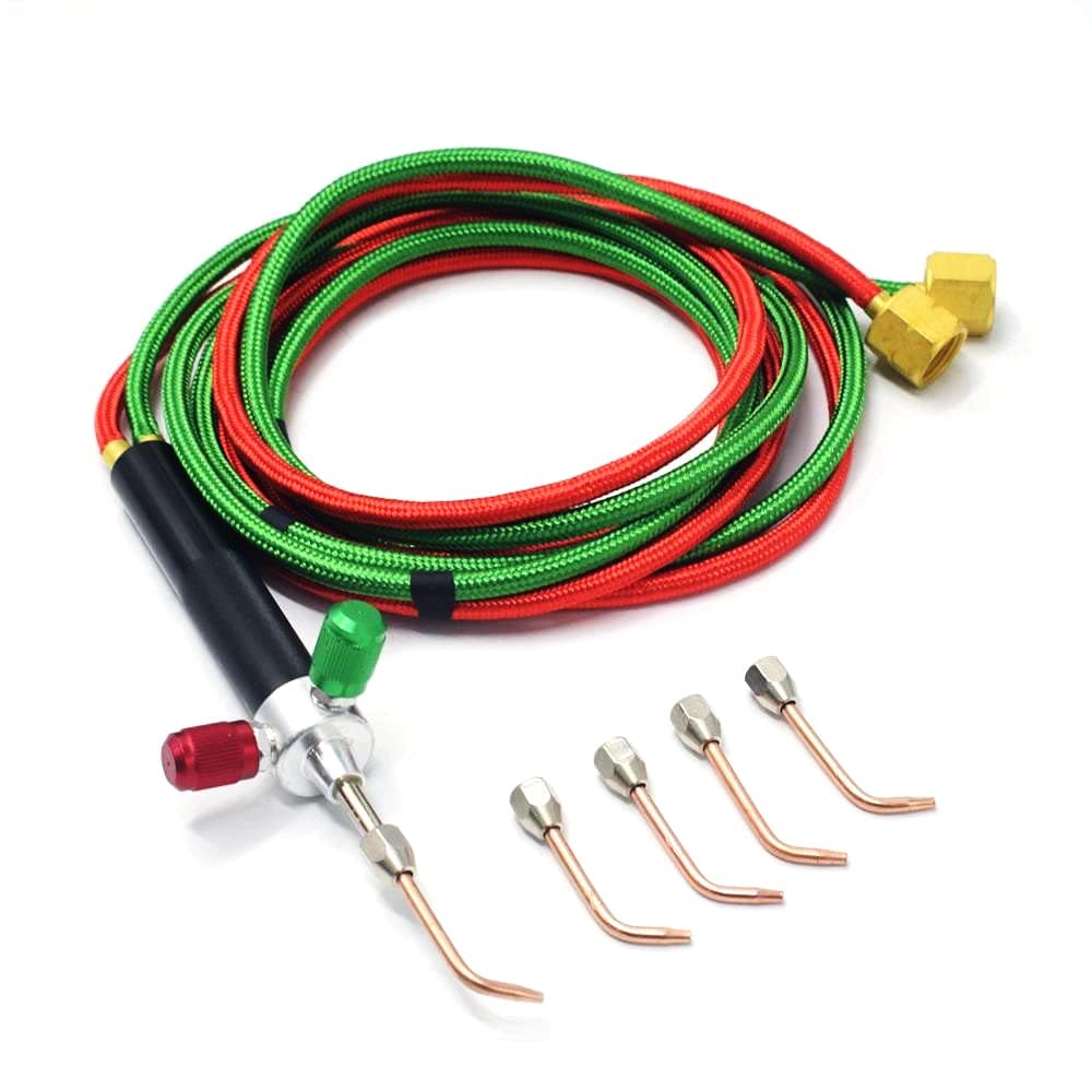 Justincity  Mini Oxygen Torch Kit for Jewelry Repair Micro Gas Welding Torch with 5pcs Tips High Temperature for Metal Soldering and Craftwork