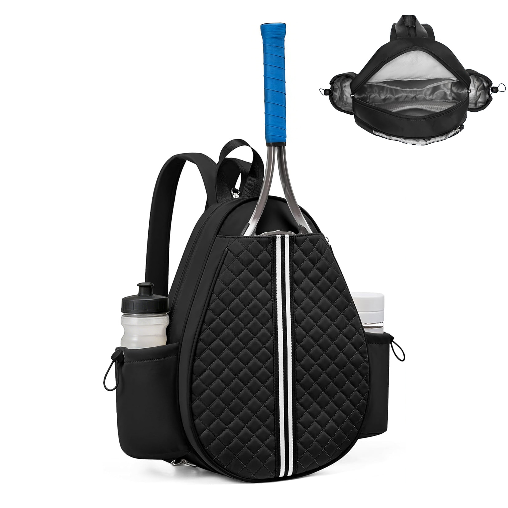 Quilted Tennis Sling Crossbody Backpack, Water Resistant Racket Bag Yucurem Tennis Bag, Quilted Tennis Sling Backpack Crossbody  main image 3