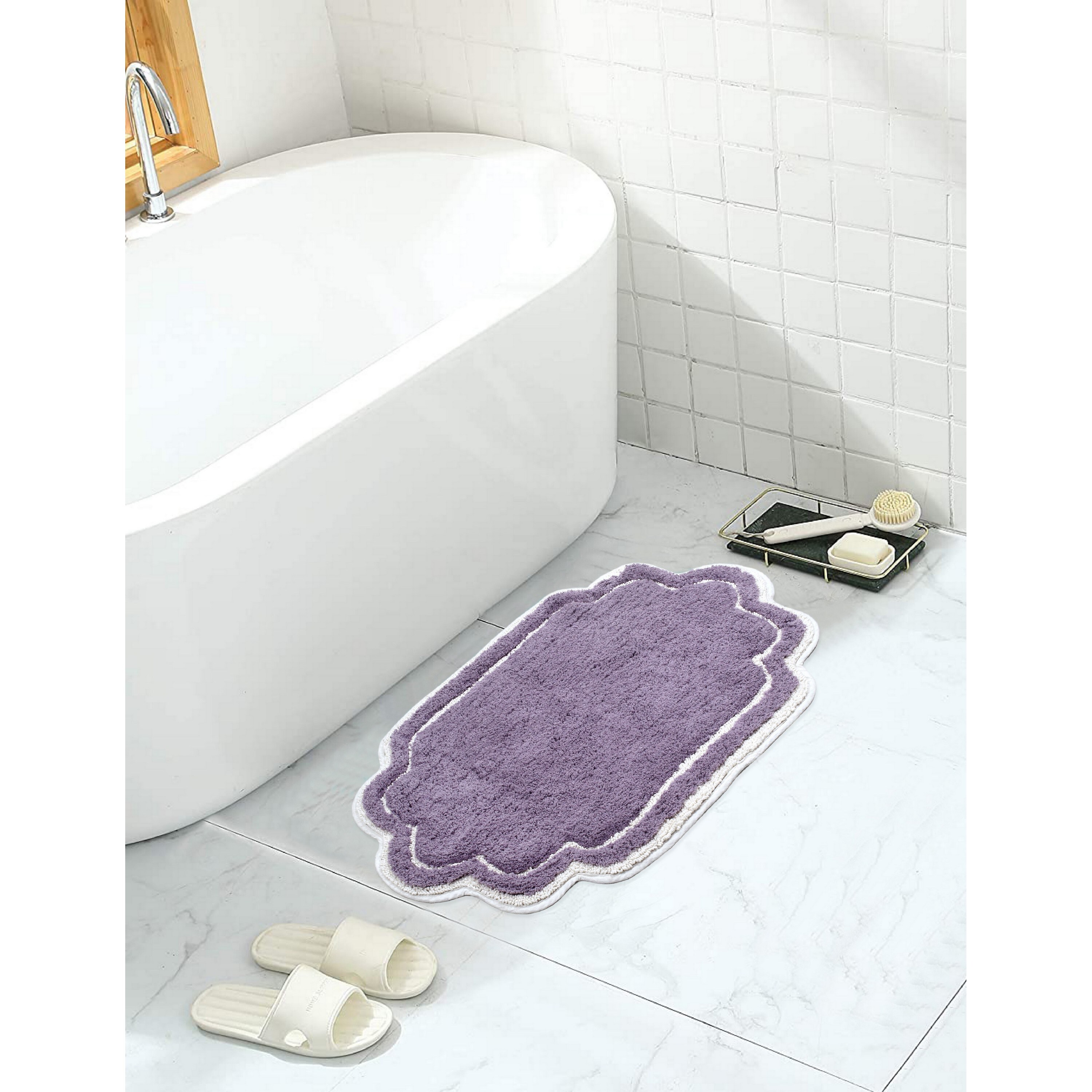 Home Weavers BALL1724PU Allure 17-Inches x 24-Inches Purple Cotton Bath rug