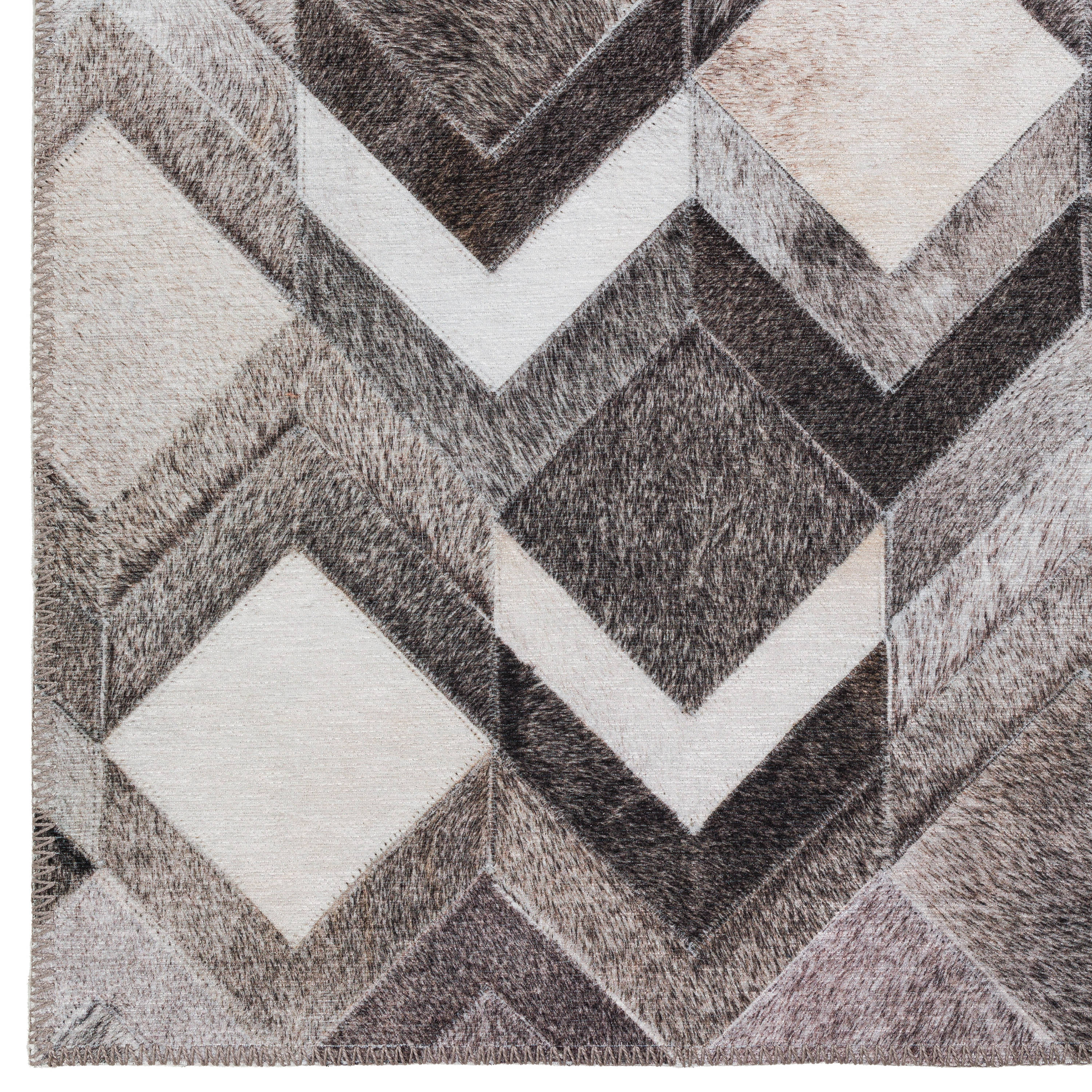 Gray 5' x 7' Washable Faux Hide Chenille Area Rug