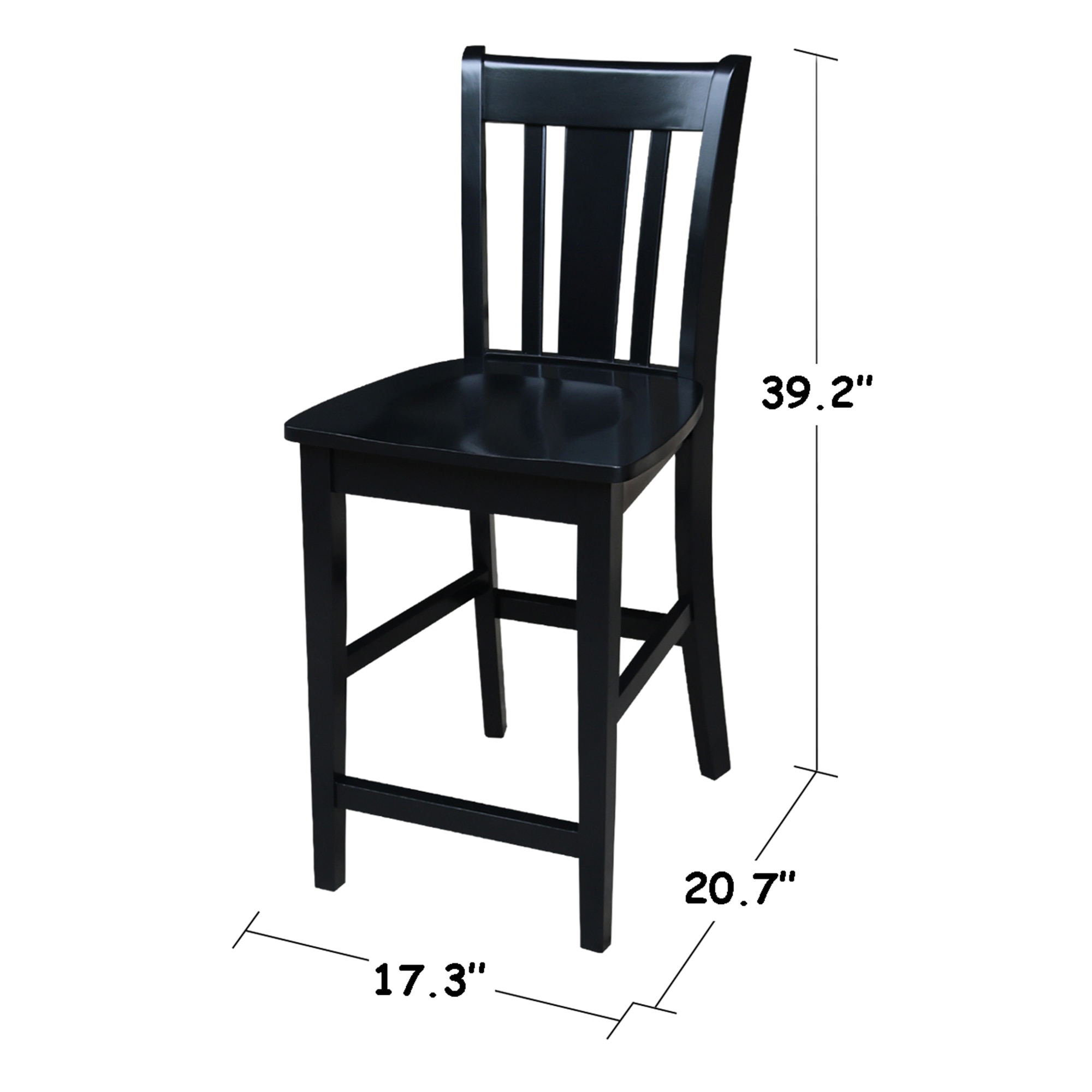 San Remo Solid Wood 24" Black Counter Height Stool