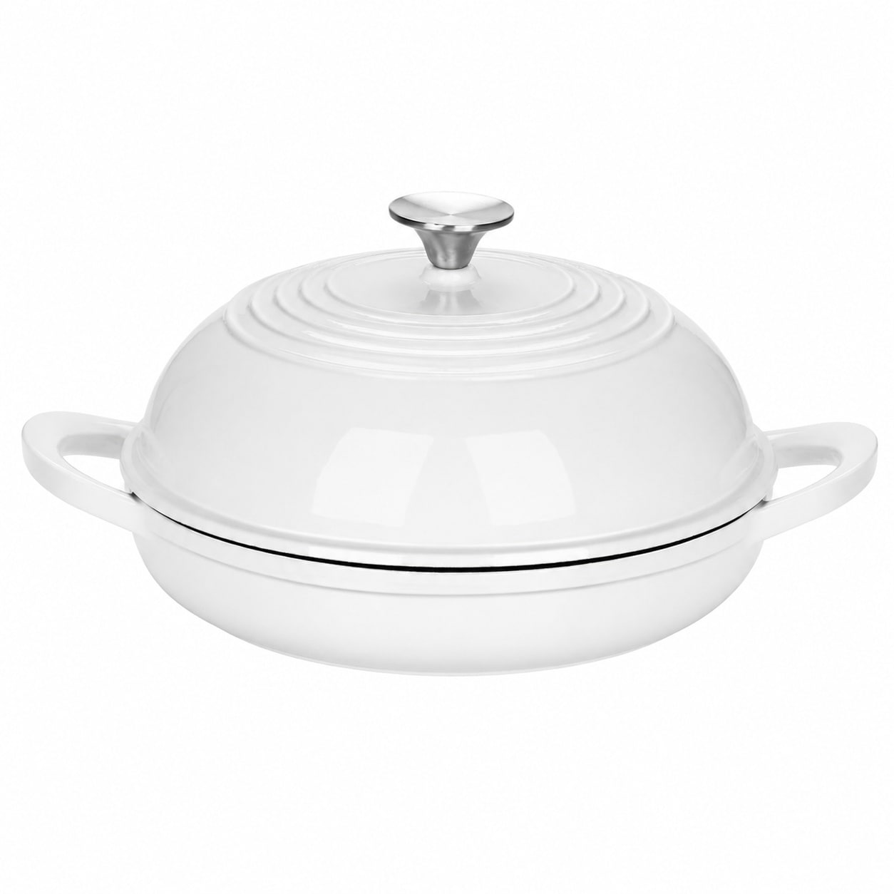 Aoibox  6 qt Round Enameled Cast Iron Dutch Oven in White with Lid for Sourdough Bread Baking Oven Safe 500F