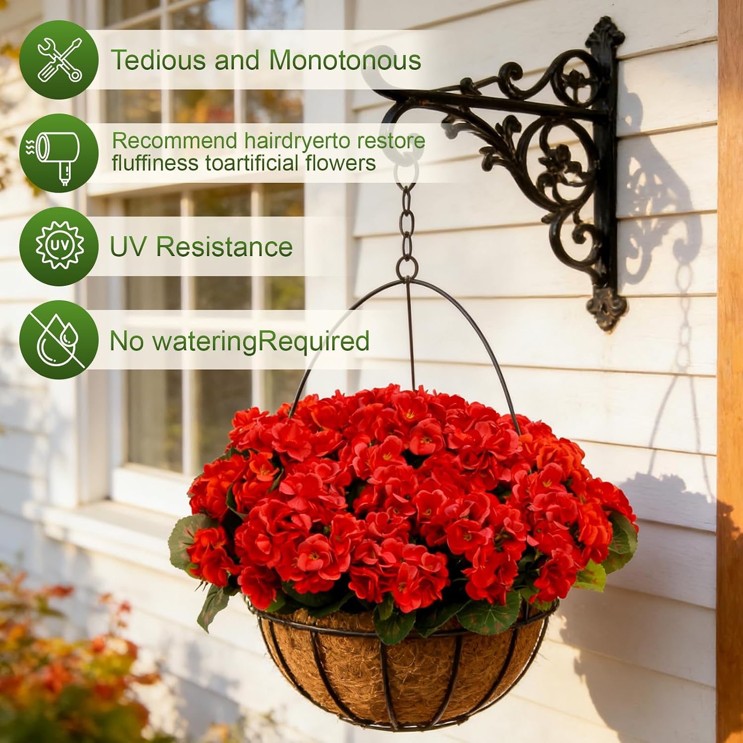 Shareconn 8-Pack UV Resistant Artificial Geranium Flower Stems with ...