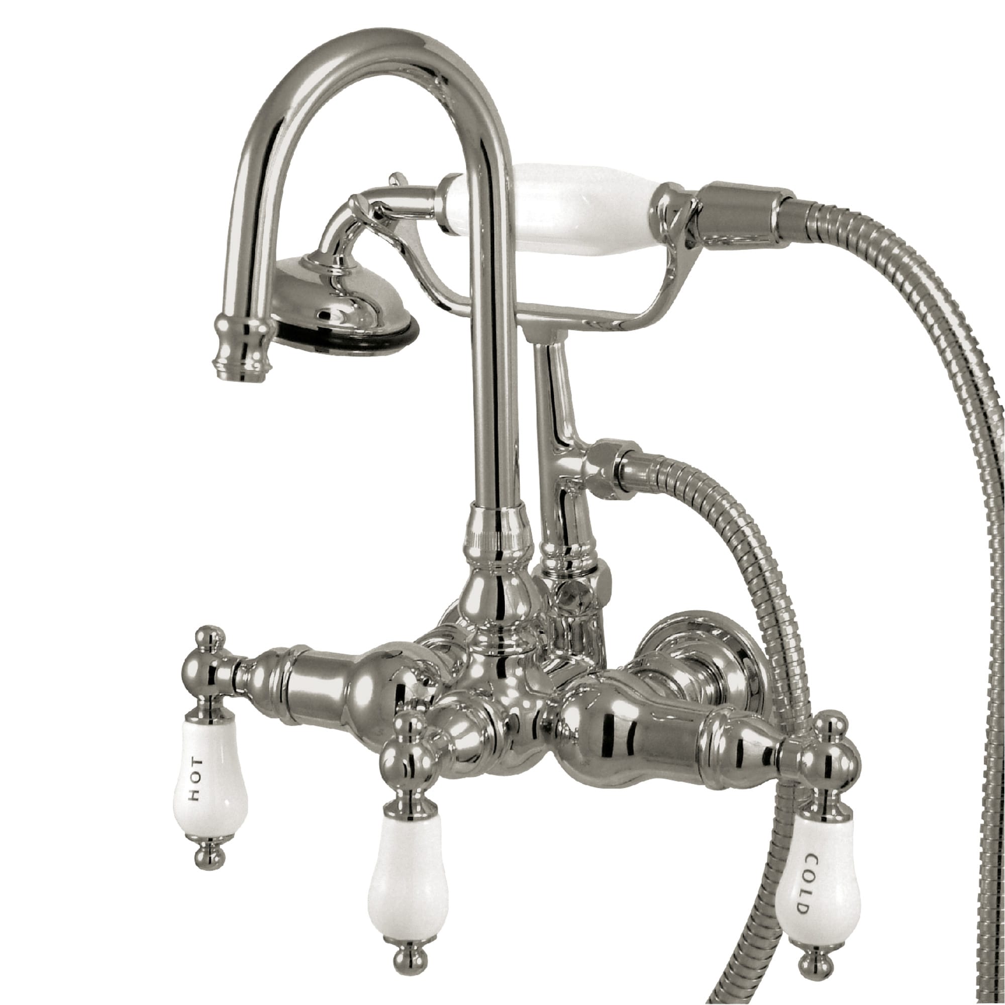 Kingston Brass WLCC10T1 Vintage Chrome 3-handle Deck-mount Roman High-arc Bathtub Faucet with Hand Shower ( Valve Included )