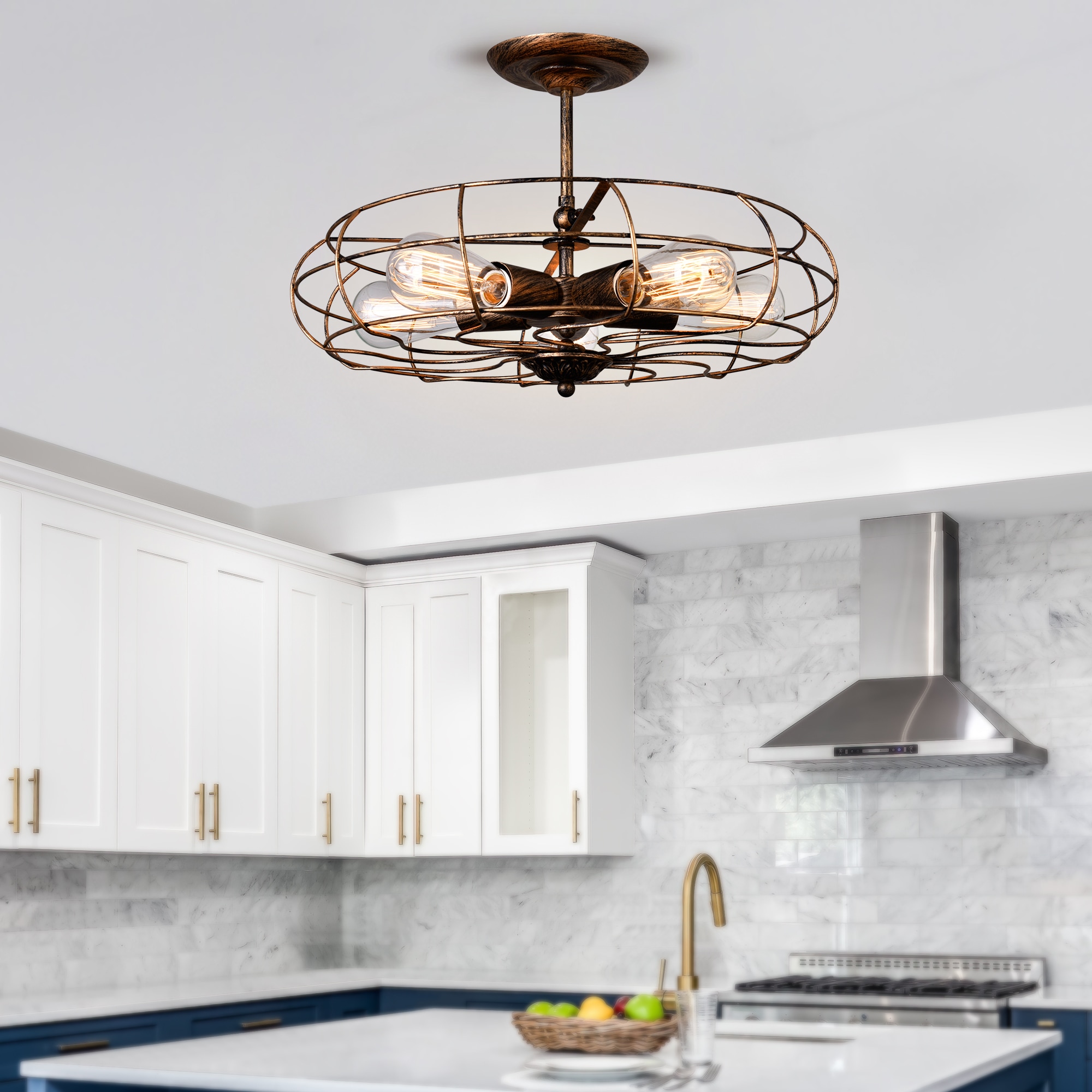 CWI Lighting 9606C19-5-128 Pamela 5 -Light 19.0-in Antique Copper Flush Mount Light