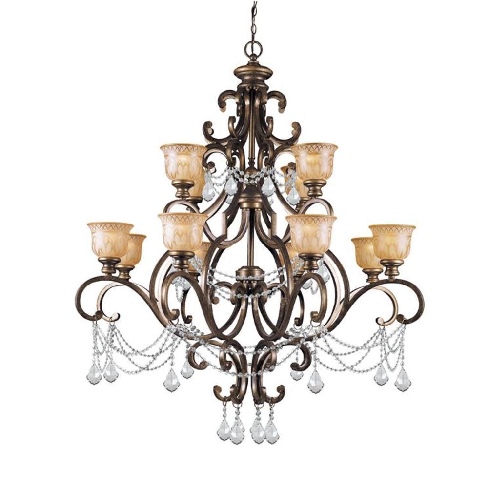 Crystorama 7512-BU-CL-MWP Norwalk 12 -Light Distressed Bronze Transitional Crystal For Use in Bedrooms, Dining Rooms, Foyers, Kitchens, Living Rooms Chandelier