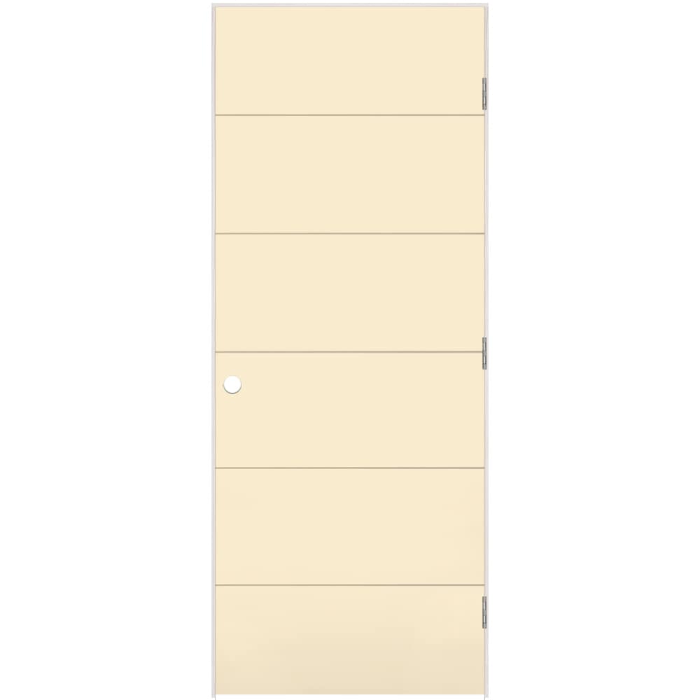 Masonite 1446586 36-in x 80-in Moonglow Hollow core Flush Left hand Smooth Prefinished Molded composite Flat Jamb Single Prehung Interior Door