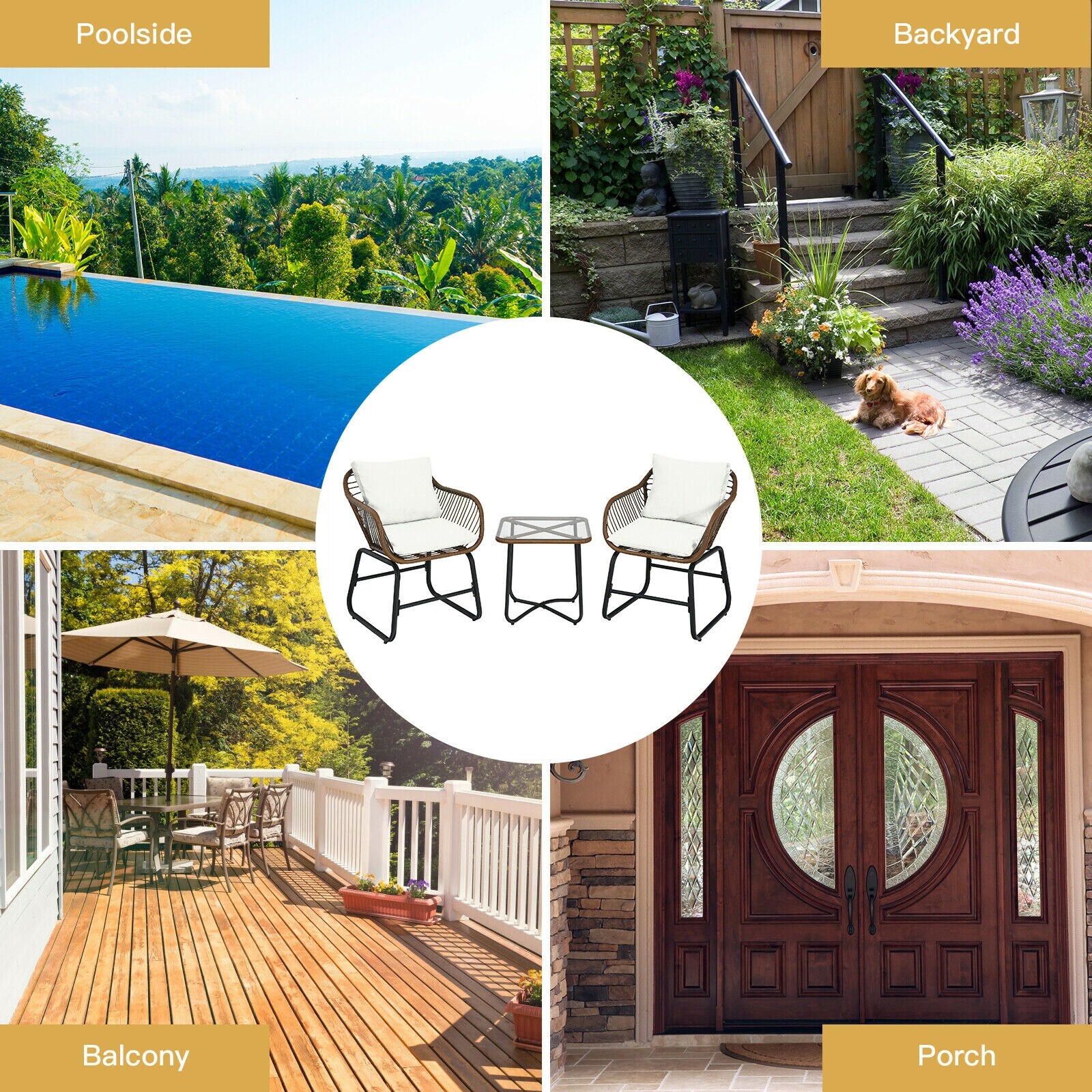 Forclover HBV-838WH Patio-Conversation-Sets - View #7