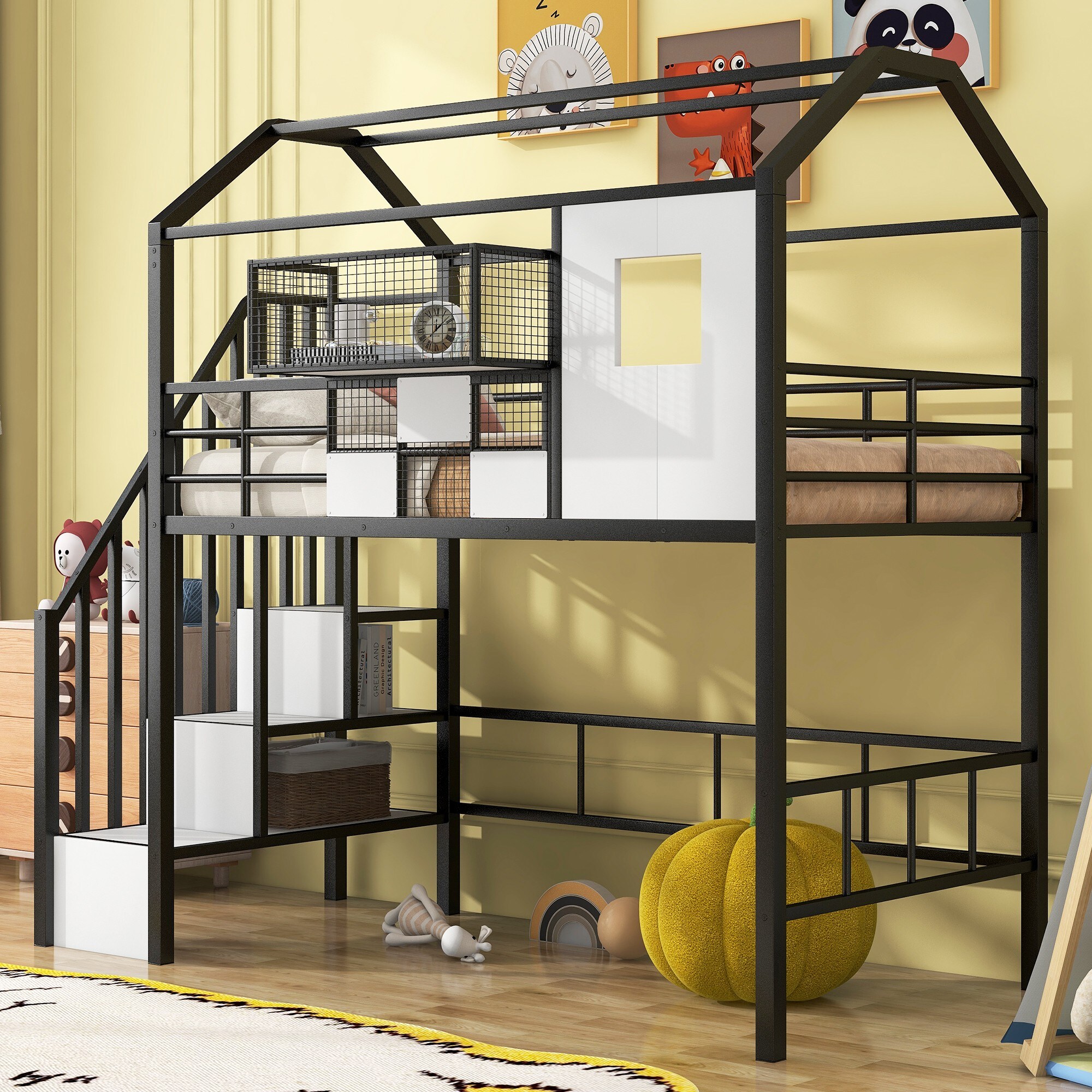 Yiekholo LL-1488AAB Black Twin loft Bunk Bed