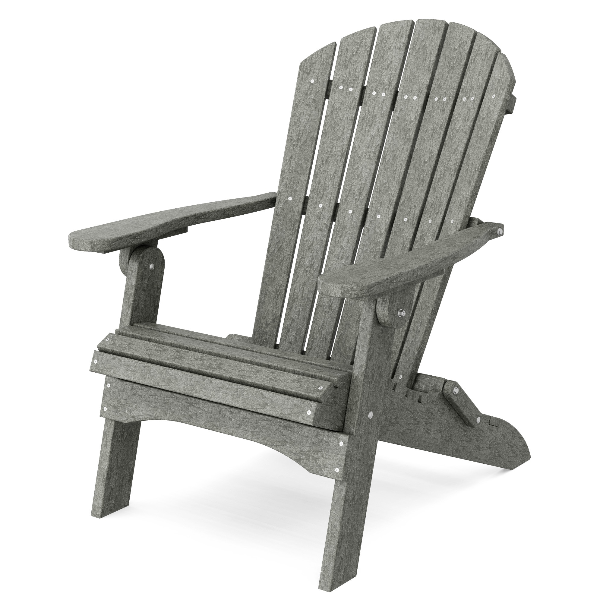 Wildridge LCC-107-DG Heritage Folding Dark Gray HDPE Frame Stationary Adirondack Chair with Slat Seat