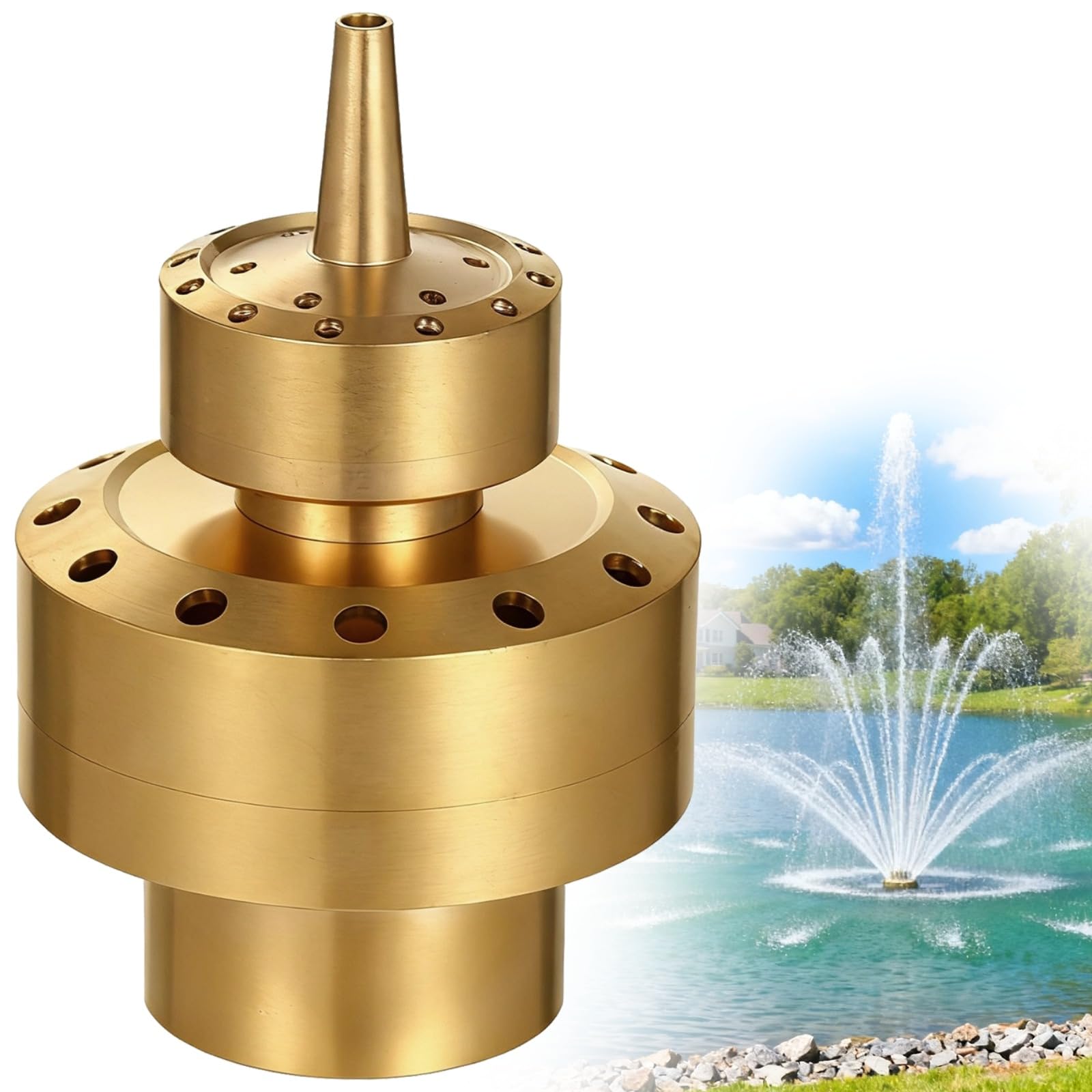 CYIKE 5 Inch DN40 Brass Water Fountain Nozzle with Double Layer Flower ...