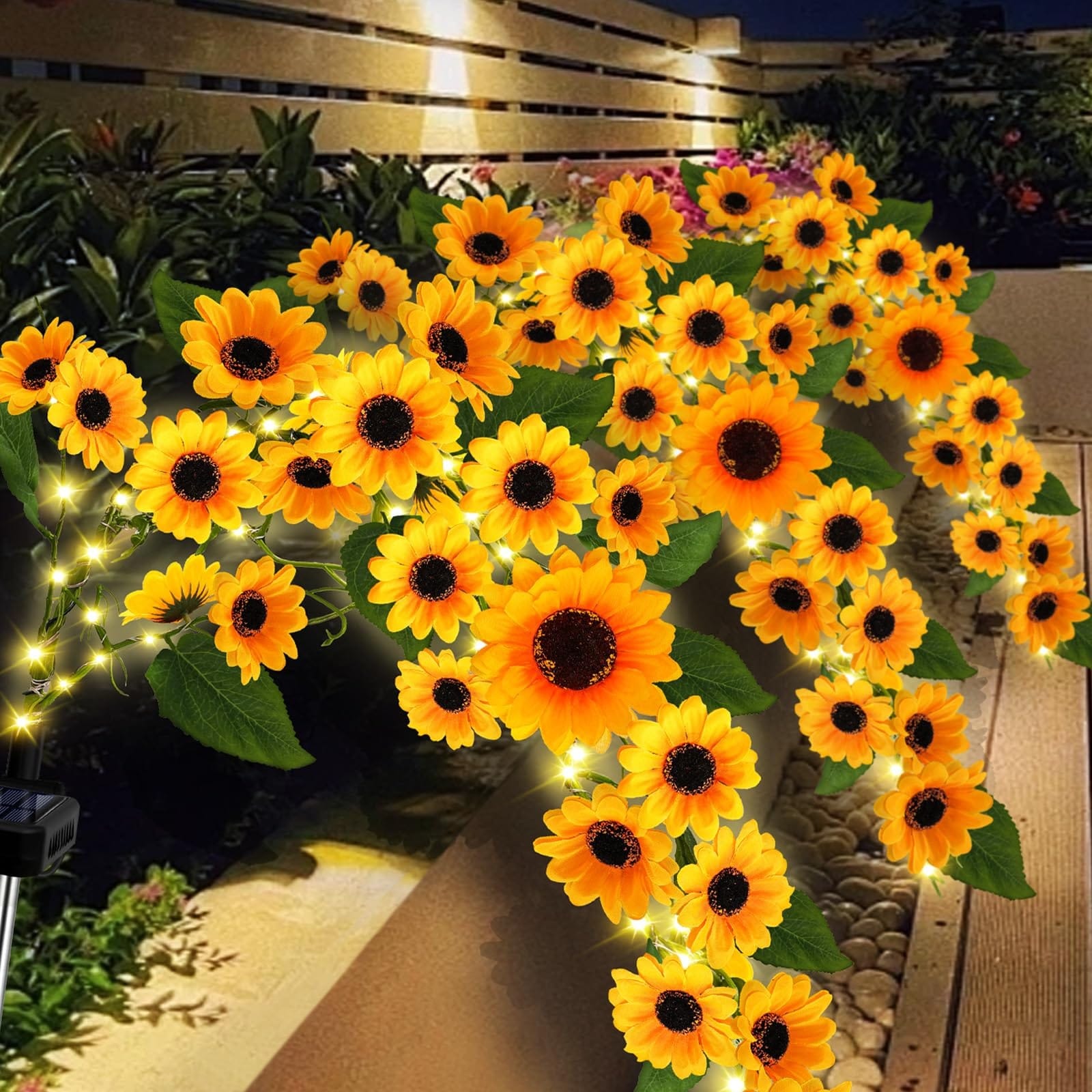 Oyezvary  Halloween Outdoor Decorations 2 pack Solar Skull Sunflower Lights Waterproof Garden Decor for Yard Patio Lawn Party Adjustable