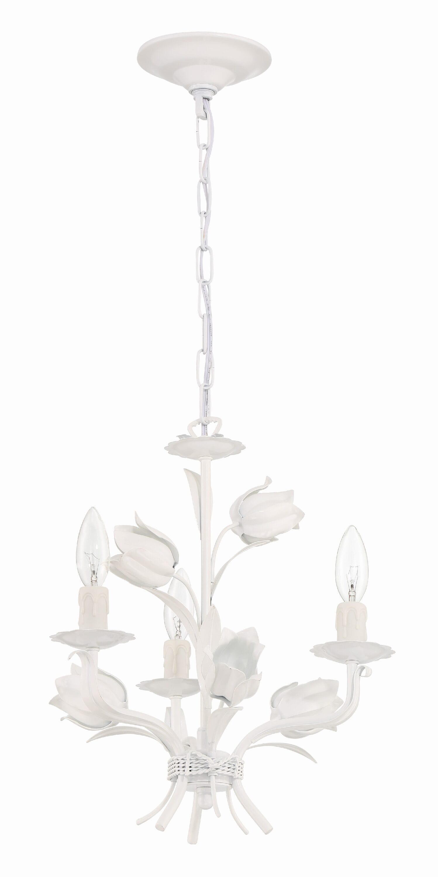 Southport Tulip Bloom 3-Light Chandelier in Wet White