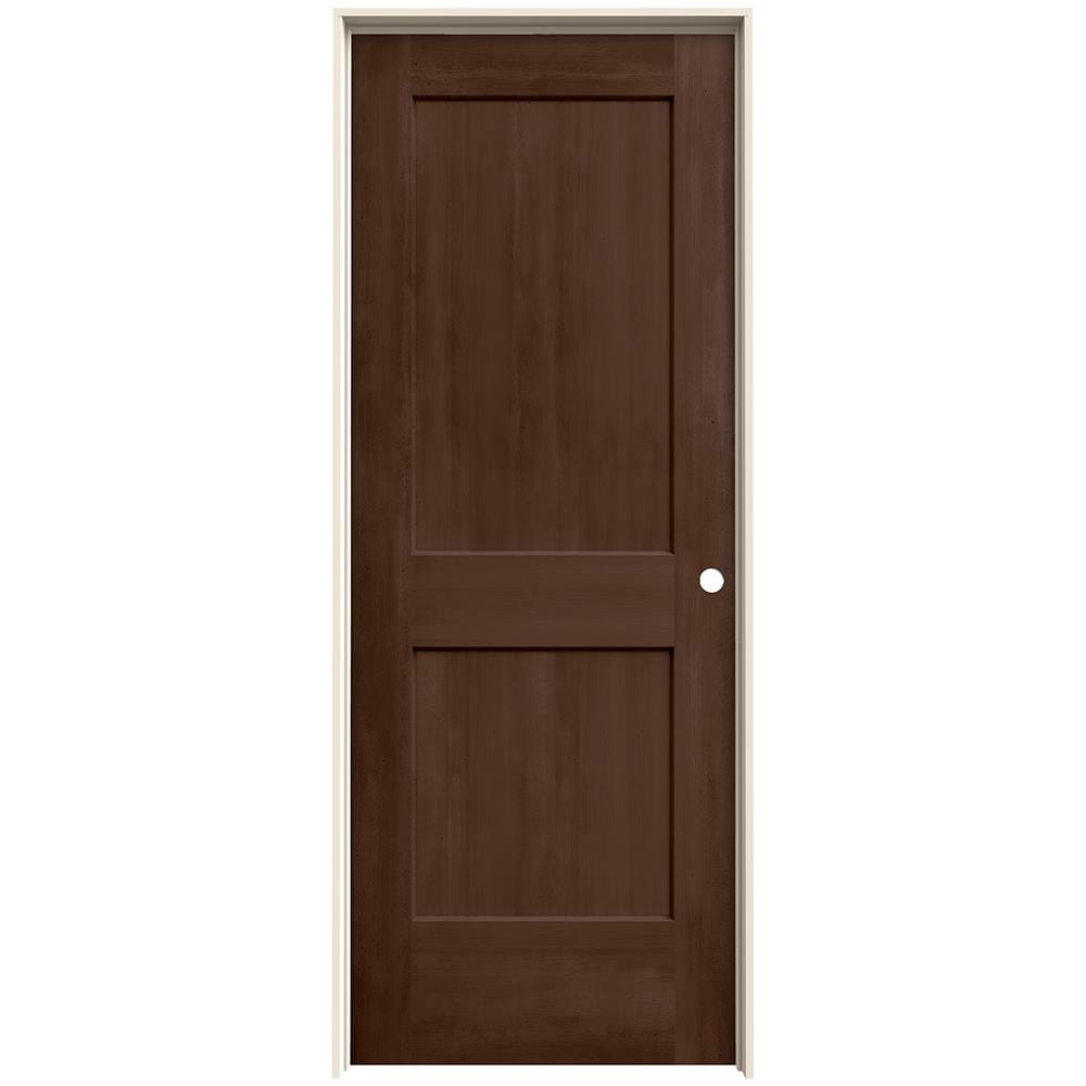 JELD-WEN 32-in x 80-in Milk Chocolate Solid Core 2-panel Square Left Hand Smooth Stained Molded Composite Flat Jamb Single Prehung Interior Door -  LOWOLJW222201029