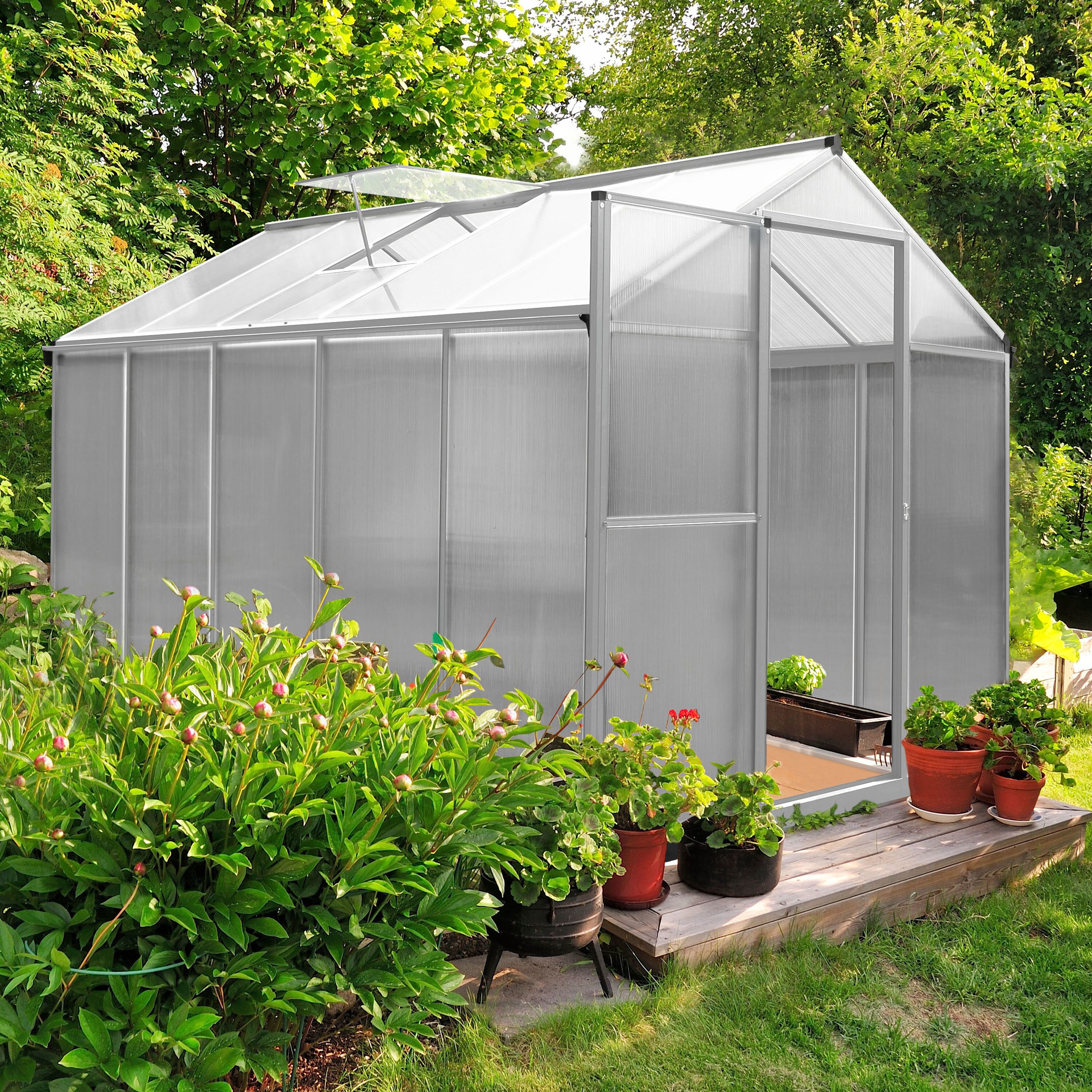 VEIKOUS 6-ft L x 10-ft W x 6.4-ft H Silver Greenhouse in the ...