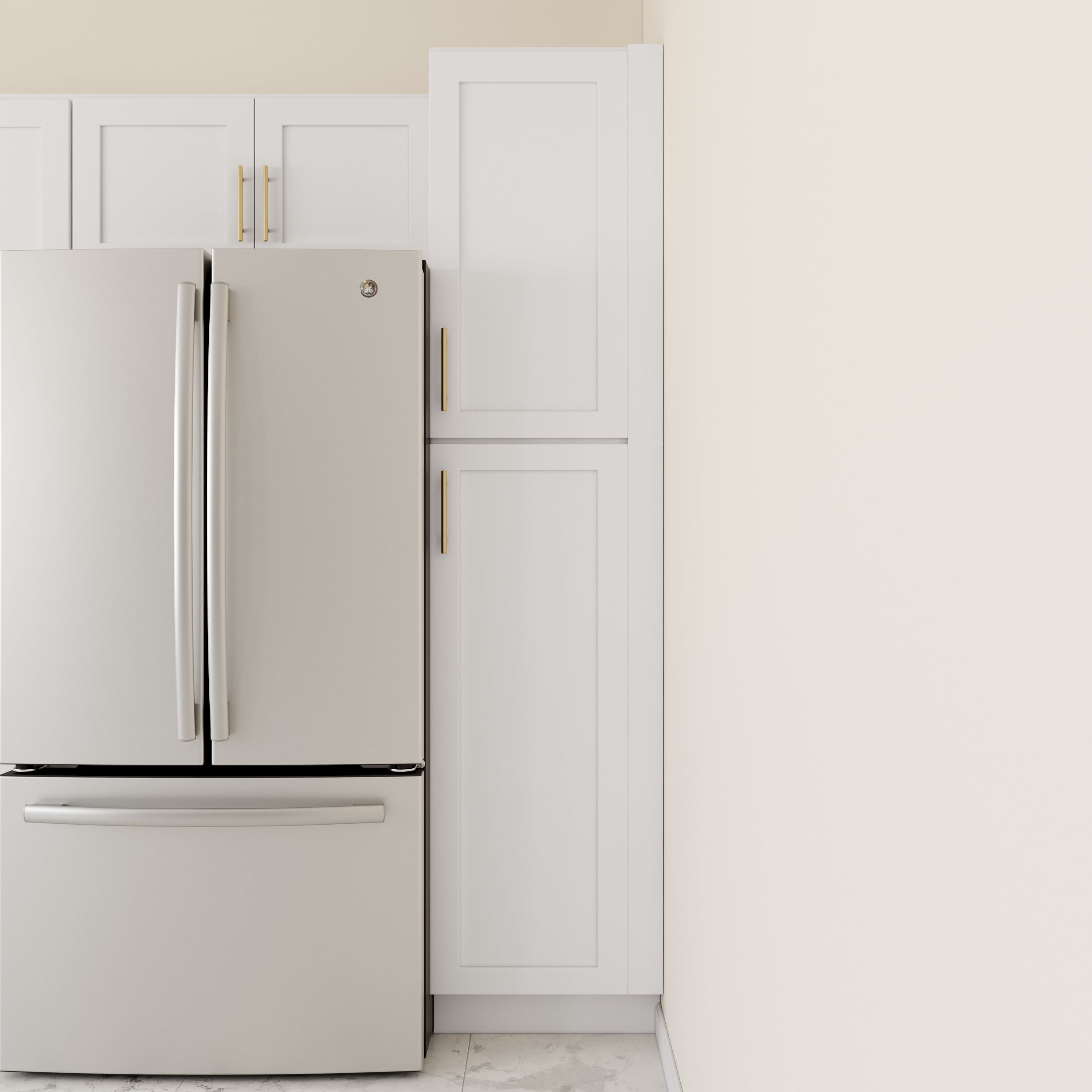RELIABILT Fairplay 18-in W x 90-in H x 24-in D White Pantry Ready To Assemble Plywood Cabinet (Recessed Panel Shaker Door Style)