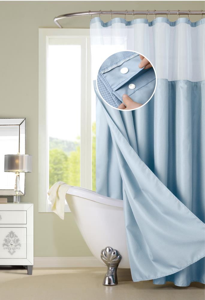 Polyester Sky Blue Solid Shower Curtain, Best Polyester Shower Curtain Liner
