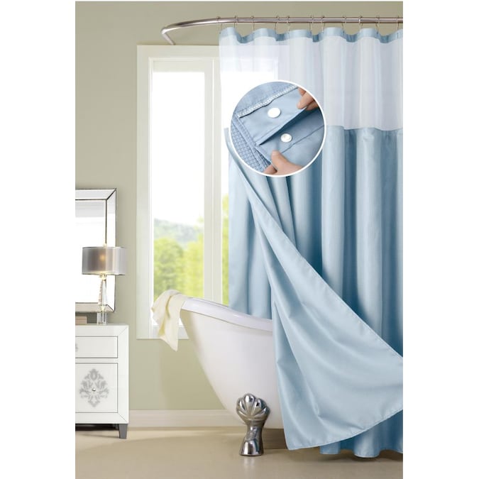 Polyester Sky Blue Solid Shower Curtain, Sheer Shower Curtain Liner