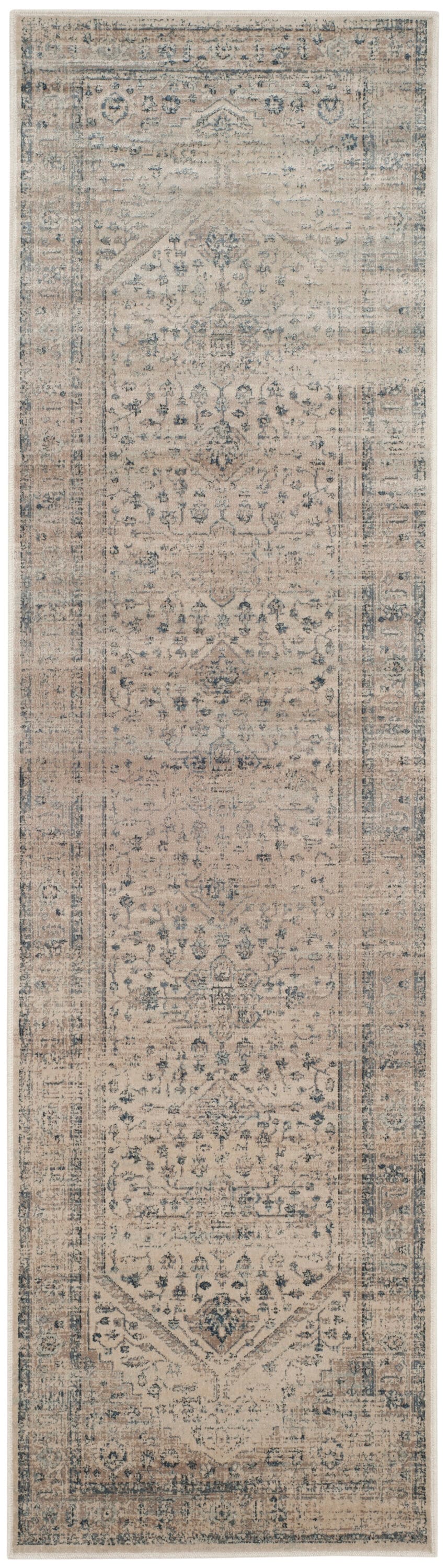 Elegant Stone-Blue Vintage Viscose Runner Rug - 2'2" x 8'
