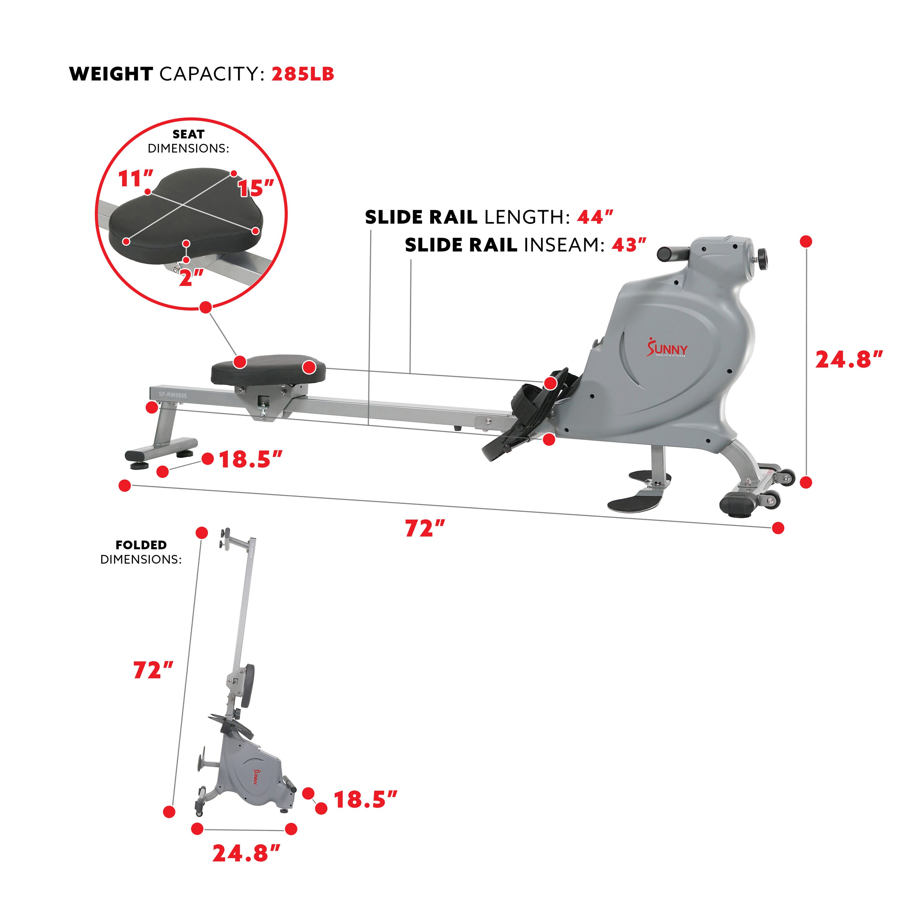 Sunny Health & Fitness SF-RW5935 Rowing-Machines - View #3