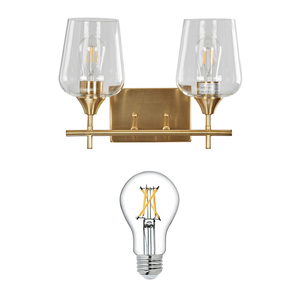 allen + roth  Meredith 15.31-in 2-Light Brushed Gold Transitional Vanity Light Collection