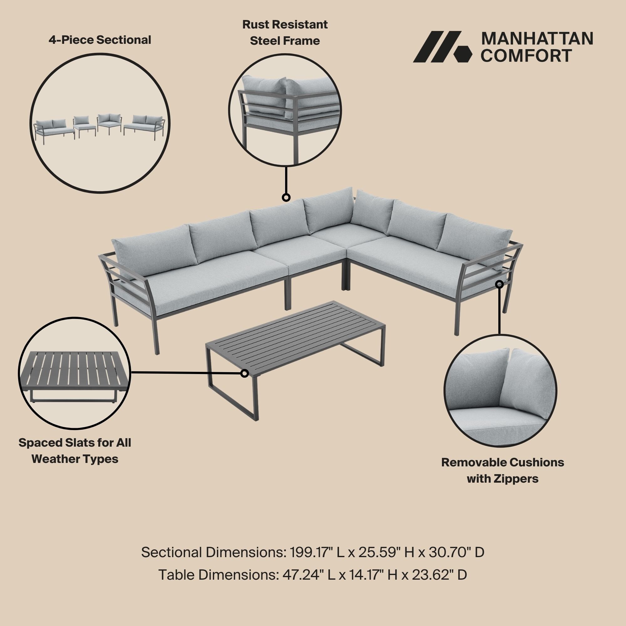 Manhattan Comfort OD-CV026-GY Patio-Conversation-Sets - View #4
