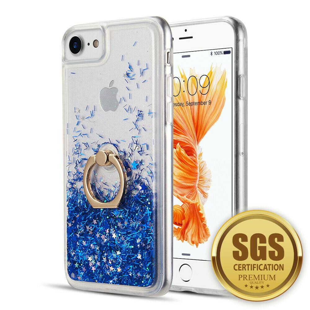 Dream Wireless DRMW10224  CSIP8-WFR-BL Waterfall Ring Liquid Sparkling Quicksand TPU Case for iPhone 6, 7 and 8- Blue