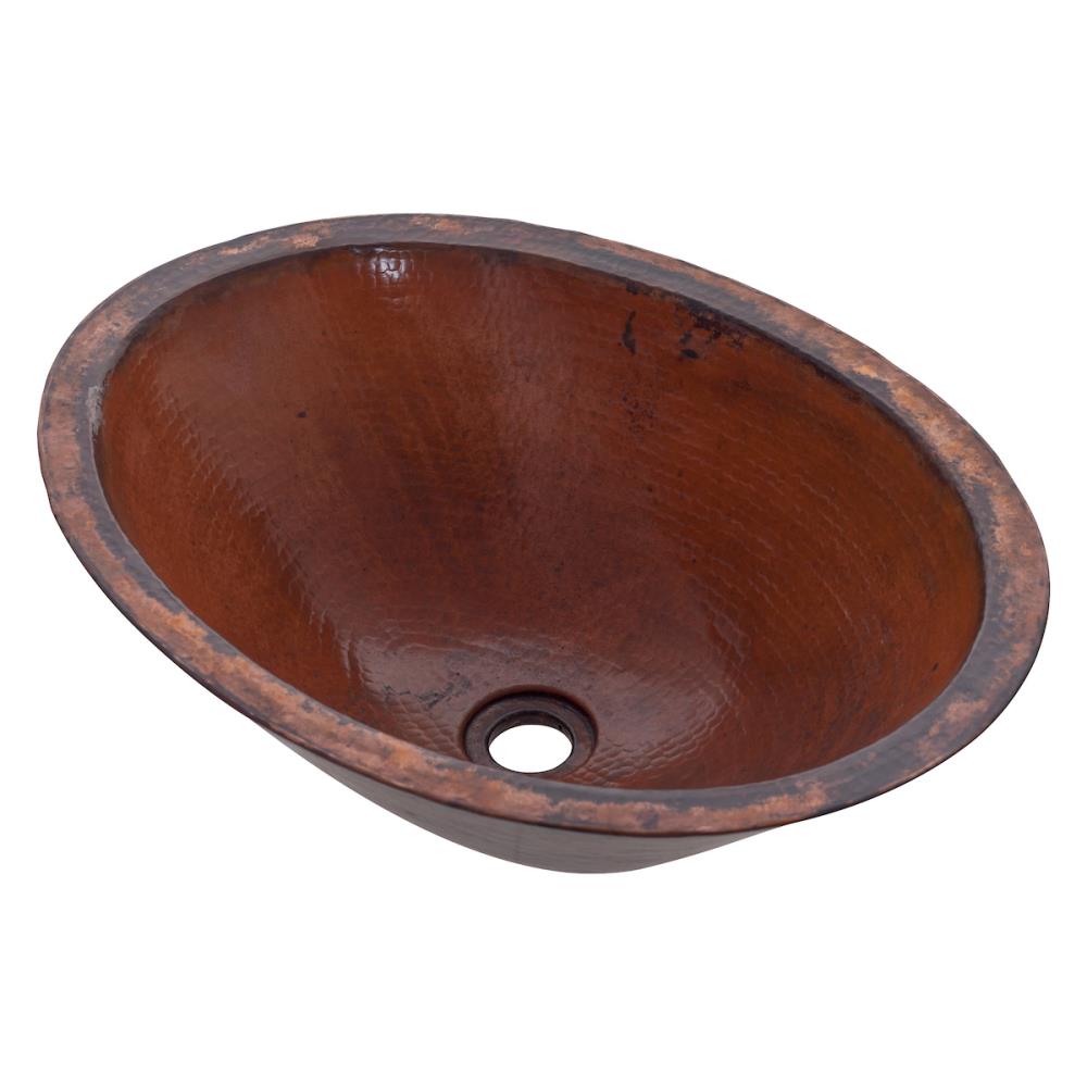 Novatto TCV-010NA Montevideo Copper Vessel Oval Bathroom Sink (14-in x 19-in)