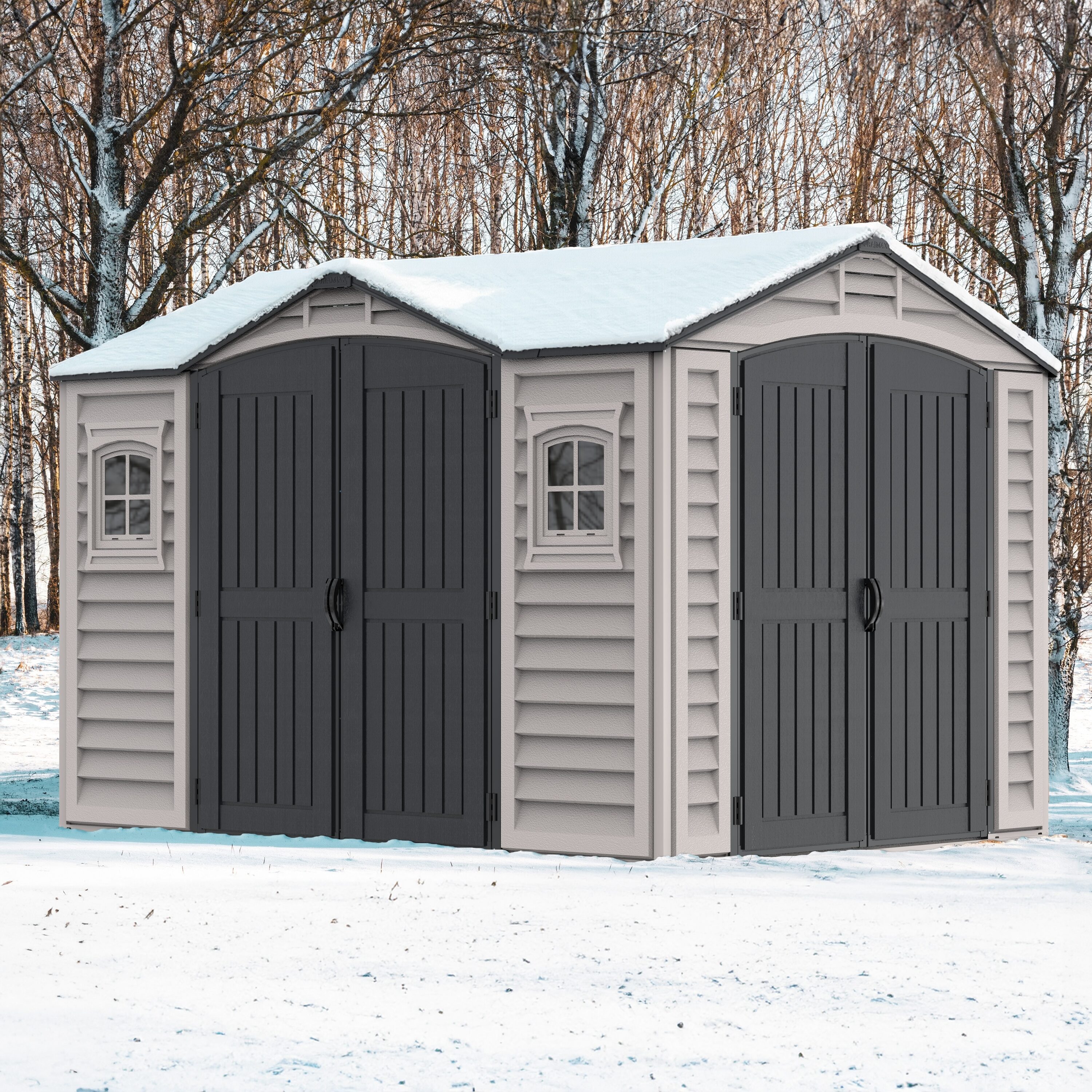 DuraMax Building Products 40116 10-ft x 8-ft Apex Pro Gray Gable Vinyl Storage Shed