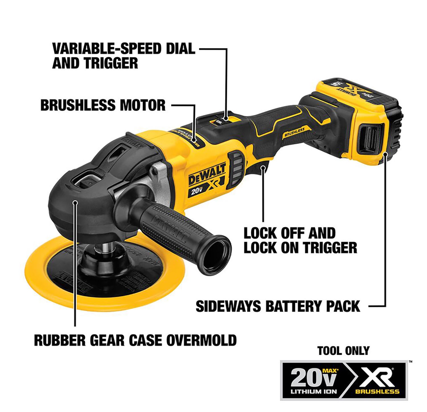 Orbital Polisher for Dewalt 20V Battery, 6inch 150mm Brushless Cordless  Design Buffer Car Waxer with 6 speeds 750-6800RPM, 13PCS Polishing  Accessories (TOOL ONLY) 