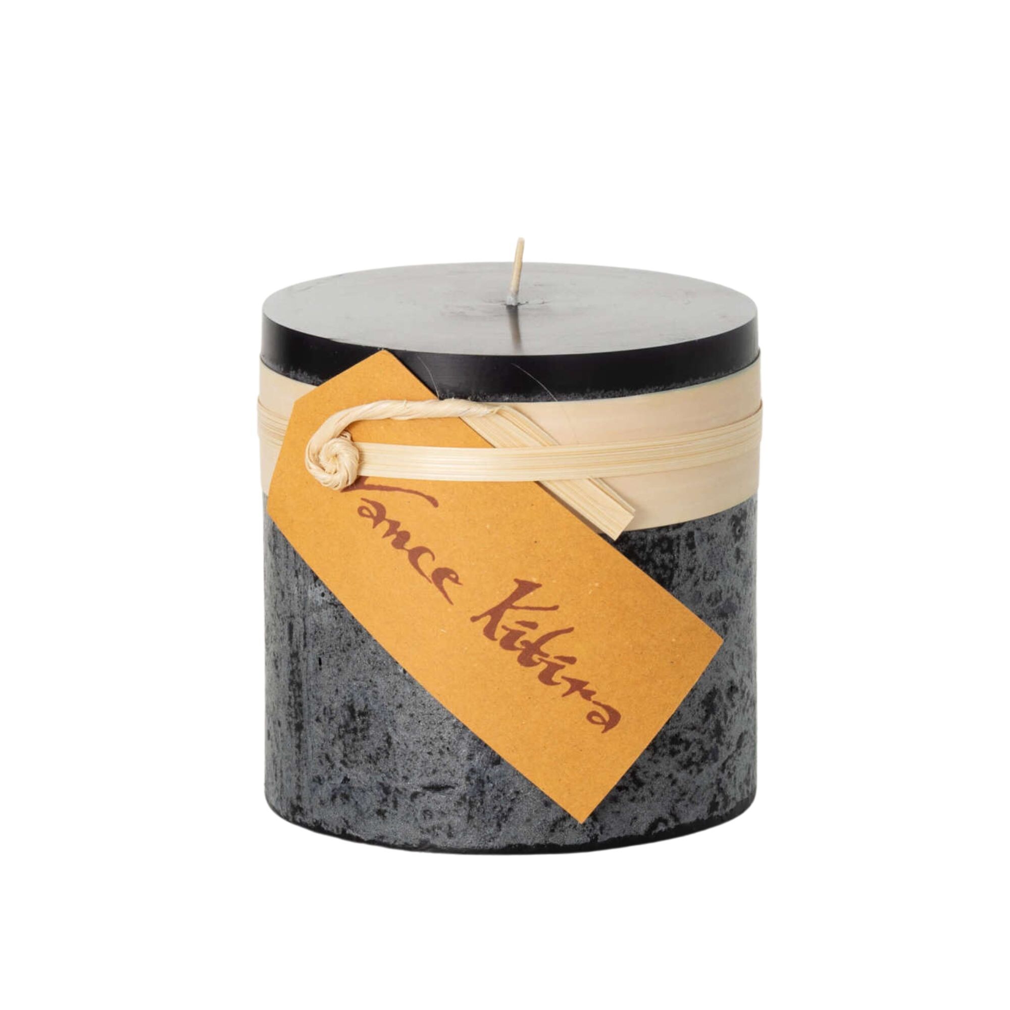 4.25" Distressed Black Eco-Friendly Pillar Candle
