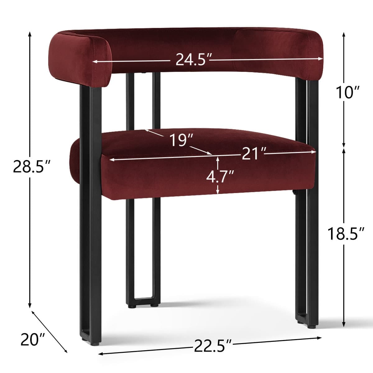 Maison Boucle MIA-VELVET-BURGUNDY2 Dining-Chairs - View #3