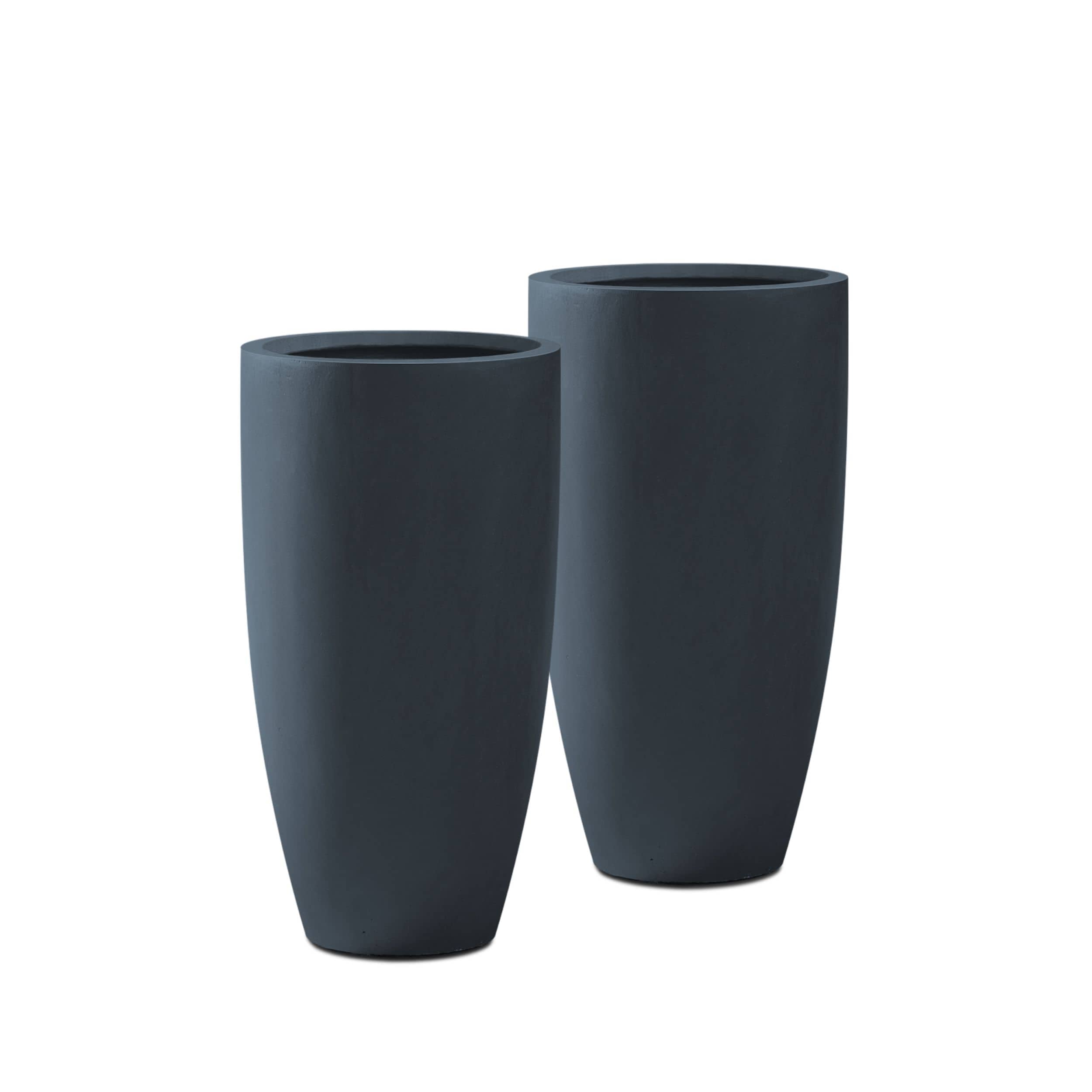 KANTE RC0099A2-C60121 2 -Pack Round 13.39-in W Medium Black Concrete Contemporary/Modern Indoor/Outdoor Planter with Drainage Holes