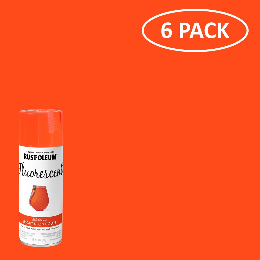 Rust-Oleum 1955830SOS Specialty 6 -Pack Flat Fluorescent Red-Orange Spray paint ( NET WT. 11-oz )