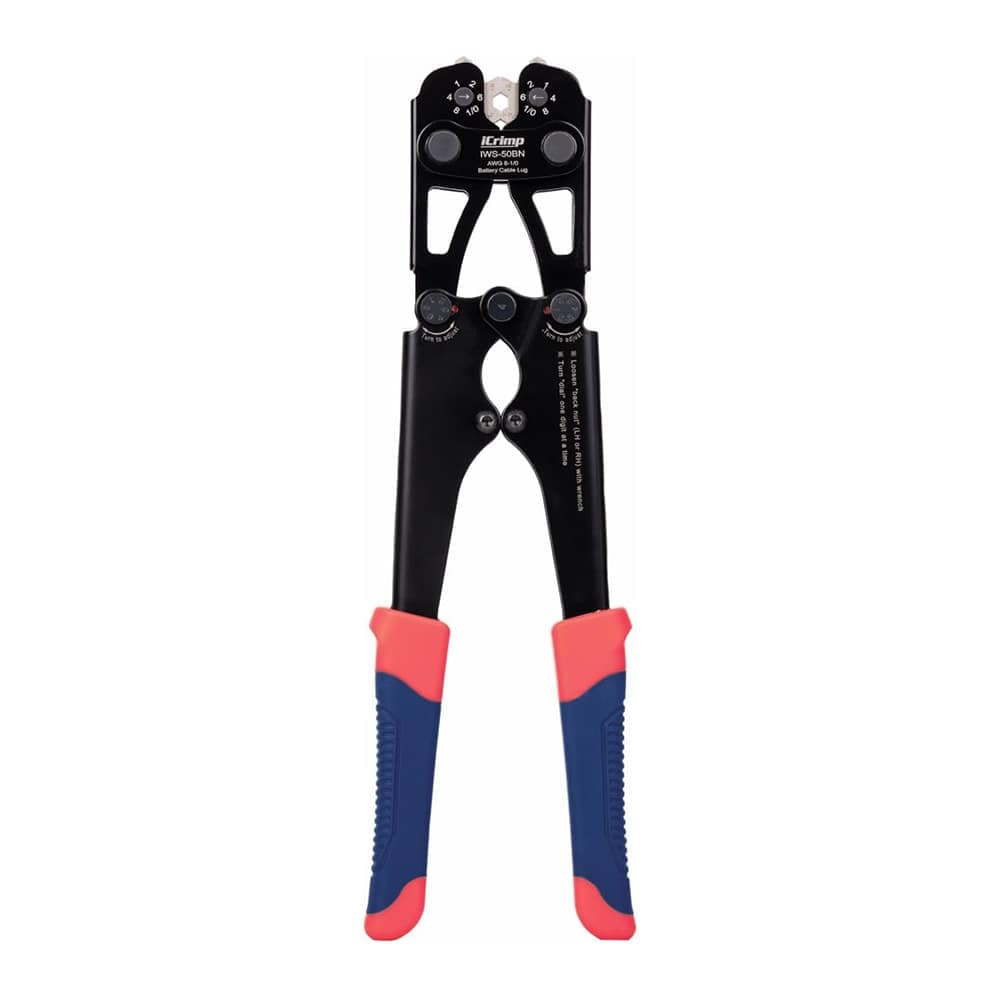 IWISS Battery Cable Crimper for 8-1/0 AWG Terminals and Lugs with Rotating Crimping Dies