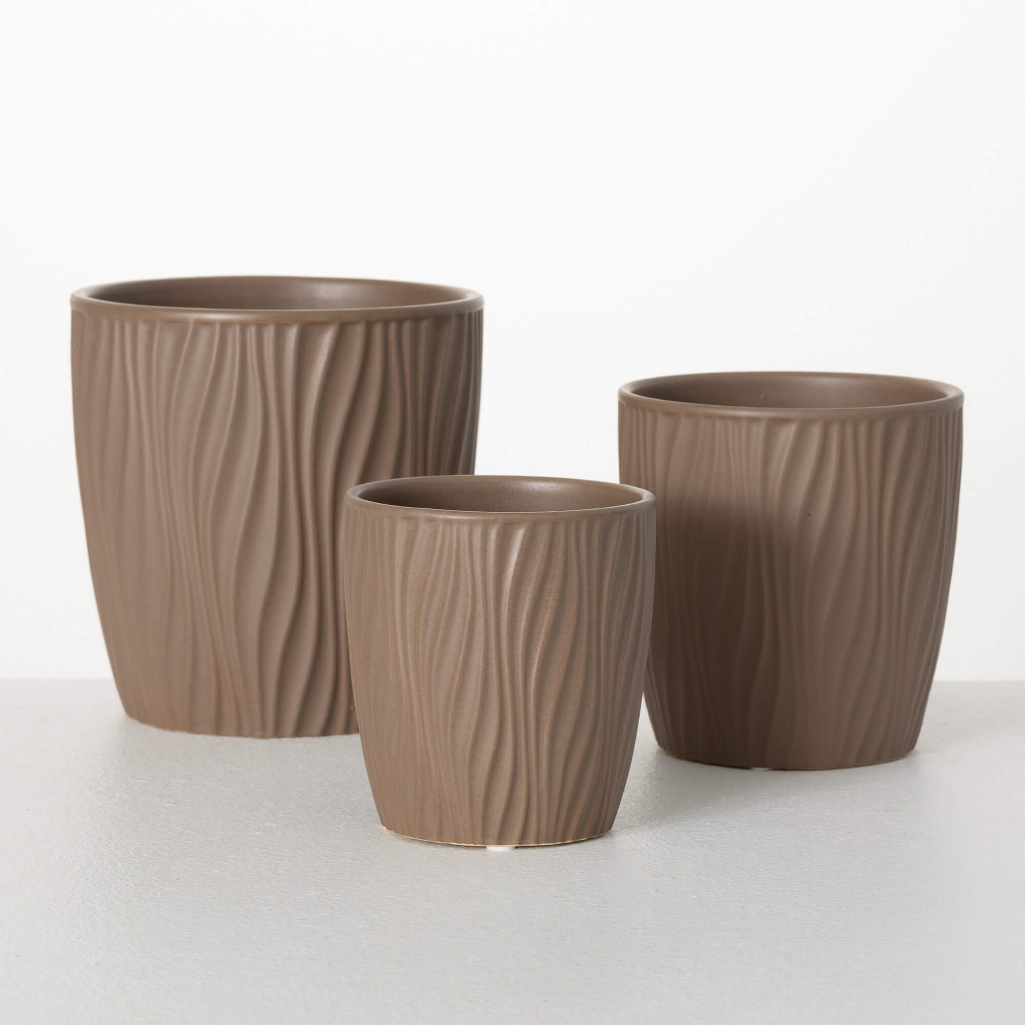 Sullivans CM3170 3 -Pack Round 6.5-Inches W Small Gray Ceramic Indoor/Outdoor Planter with Drainage Holes