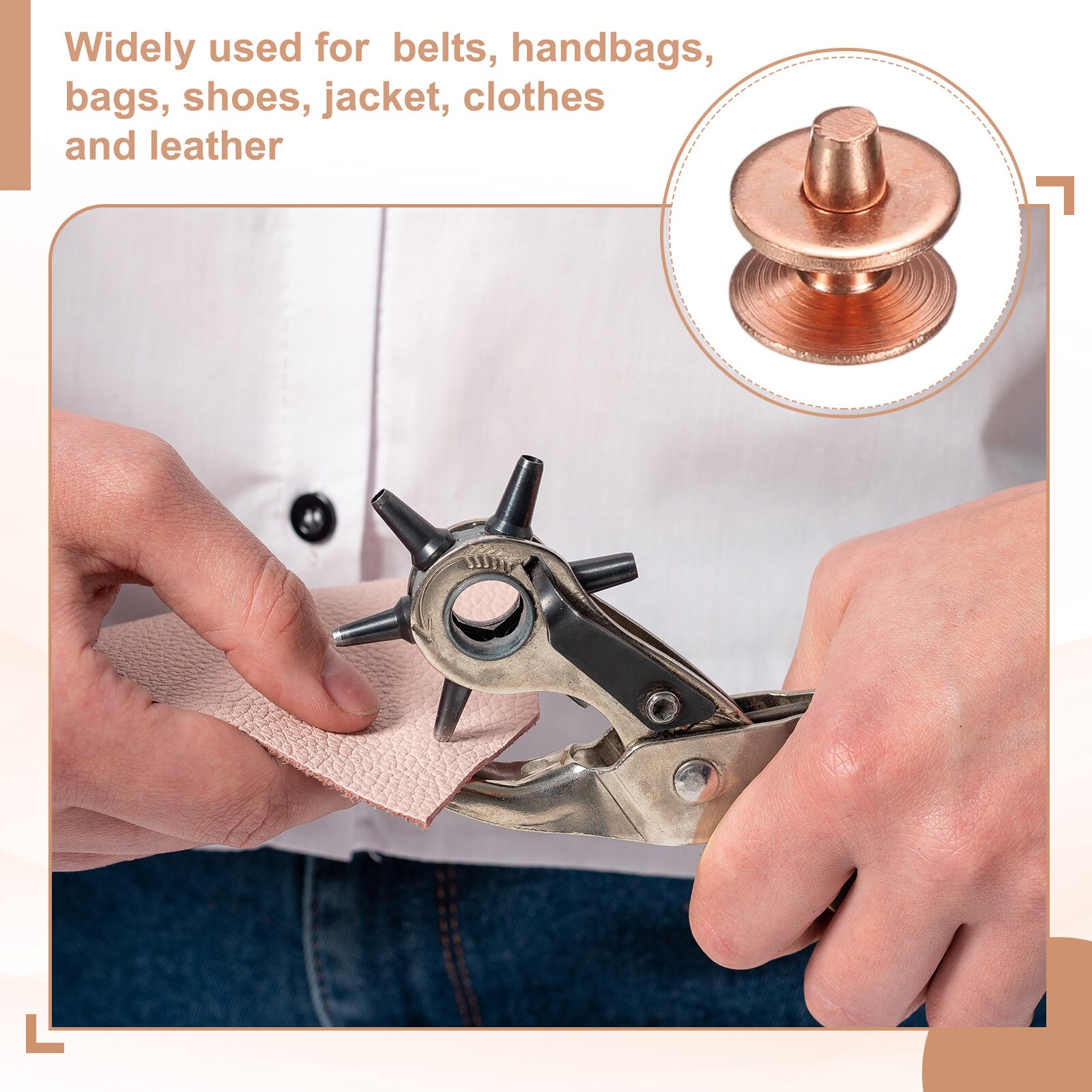 Harfington 20Set Copper Rivets and Burrs Washers 10x3.3x19mm Dimpled ...
