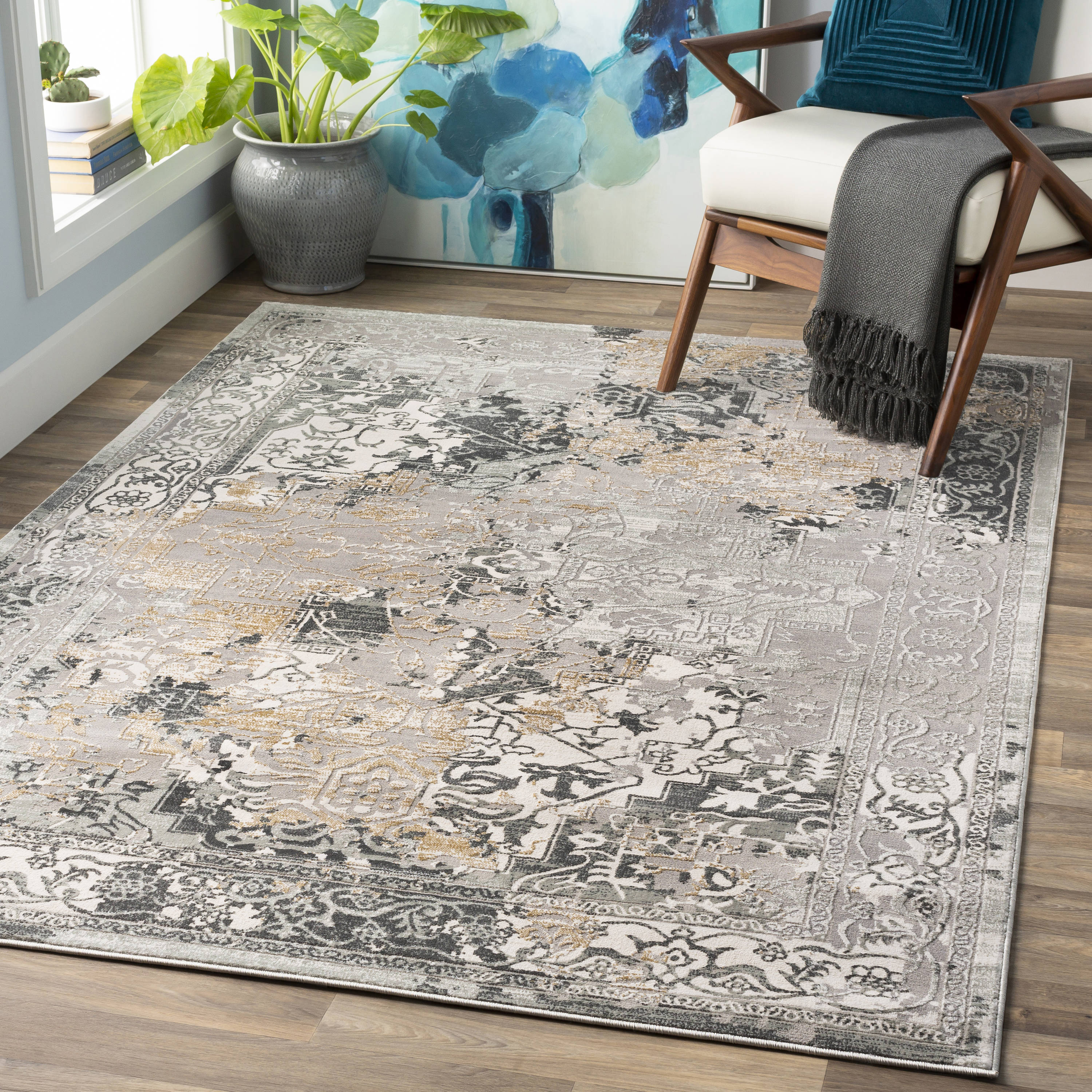 Surya QUA2304-93123 Quatro 9 X 12 (ft) Gray Indoor Medallion Oriental Area Rug