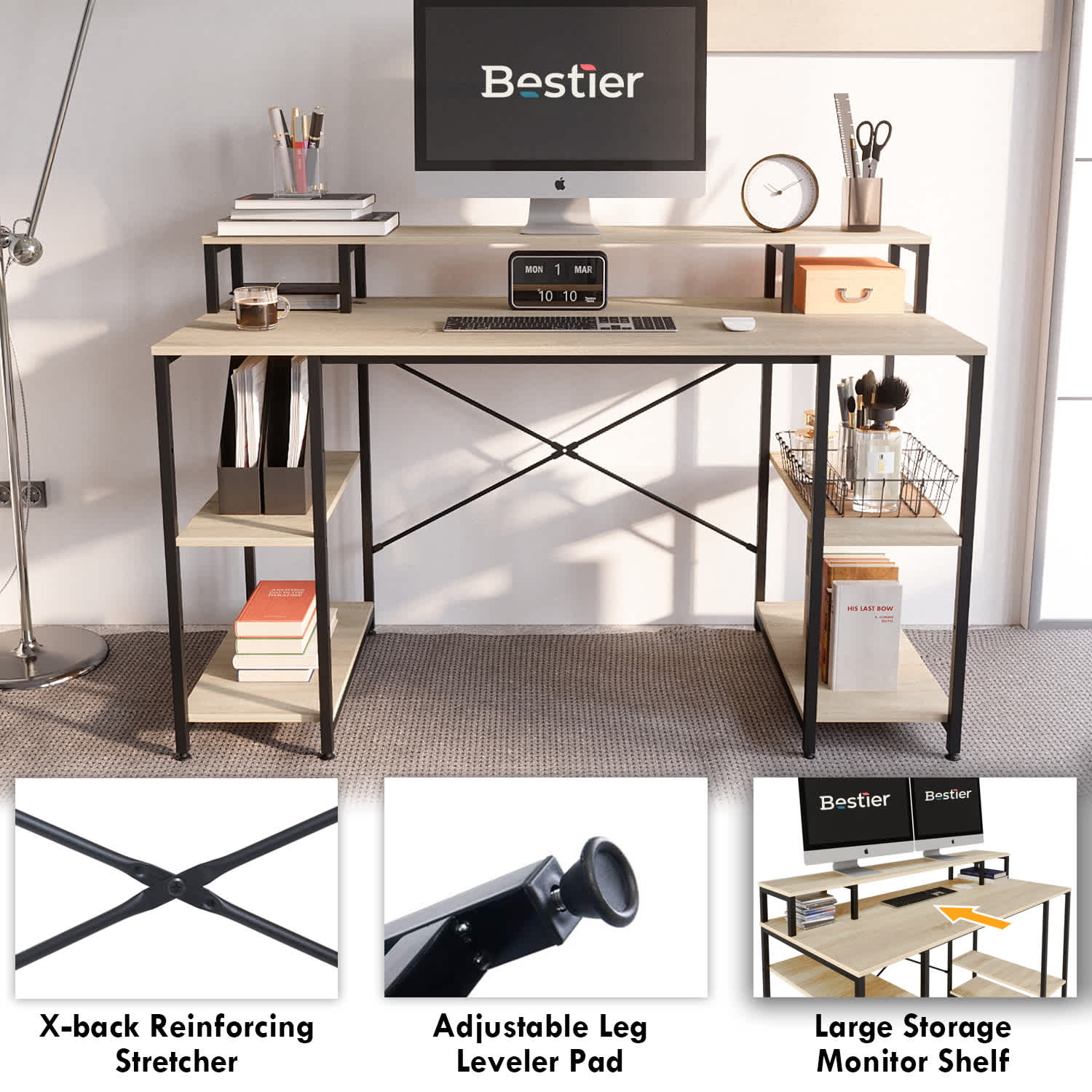Bestier LOW-D074G-OAK desks - View #7