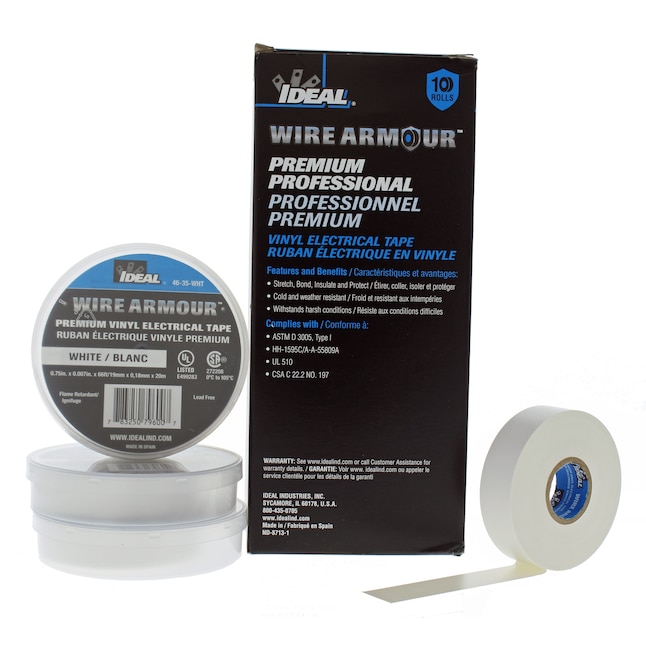 IDEAL Wire Armour 0.75-in x 66-ft Vinyl Electrical Tape White (10-Pack) in  the Electrical Tape department at