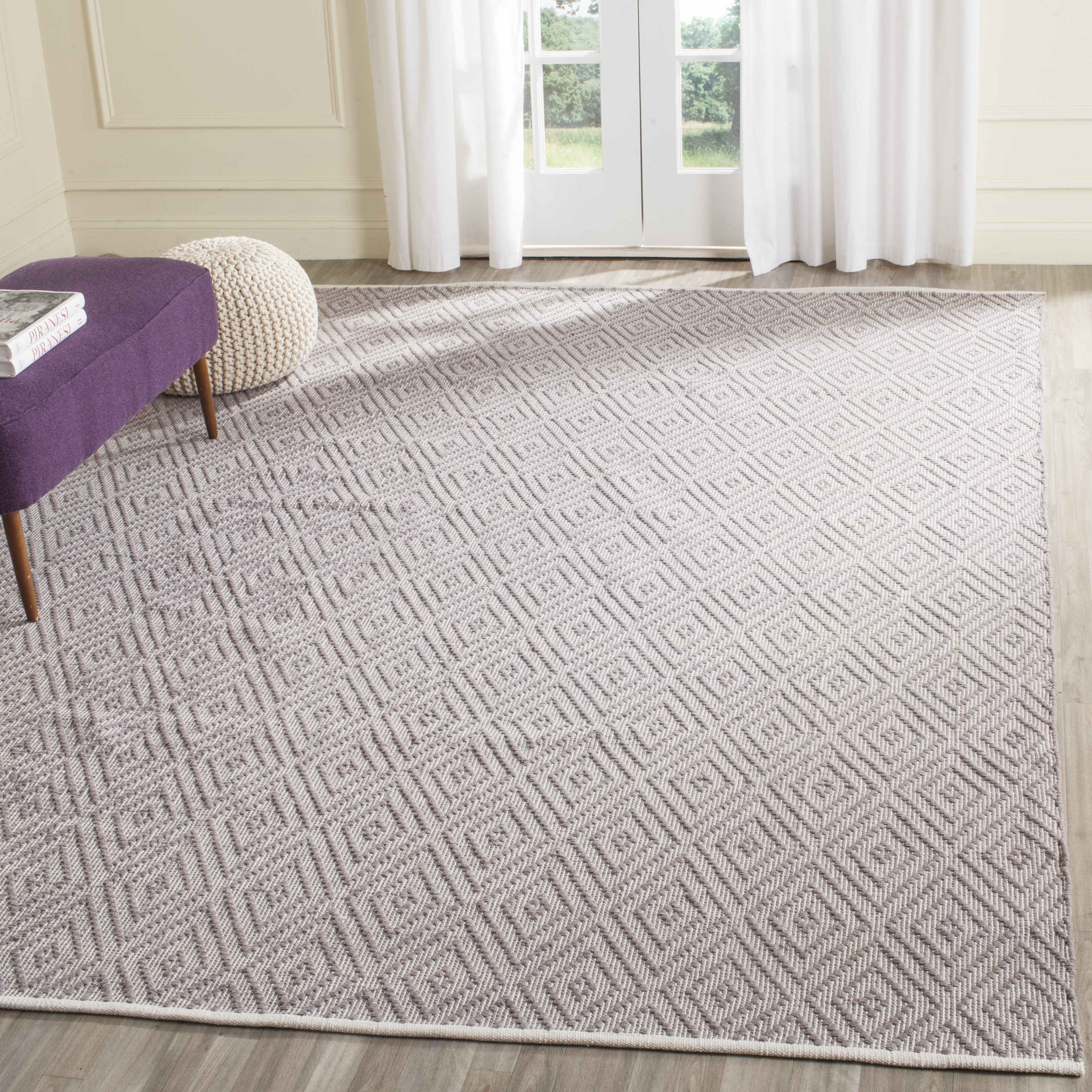 Safavieh MTK811A-10 Montauk Brighton 10 x 14 (ft) Cotton Gray/Ivory Rectangular Indoor Geometric Farmhouse/Cottage Area rug