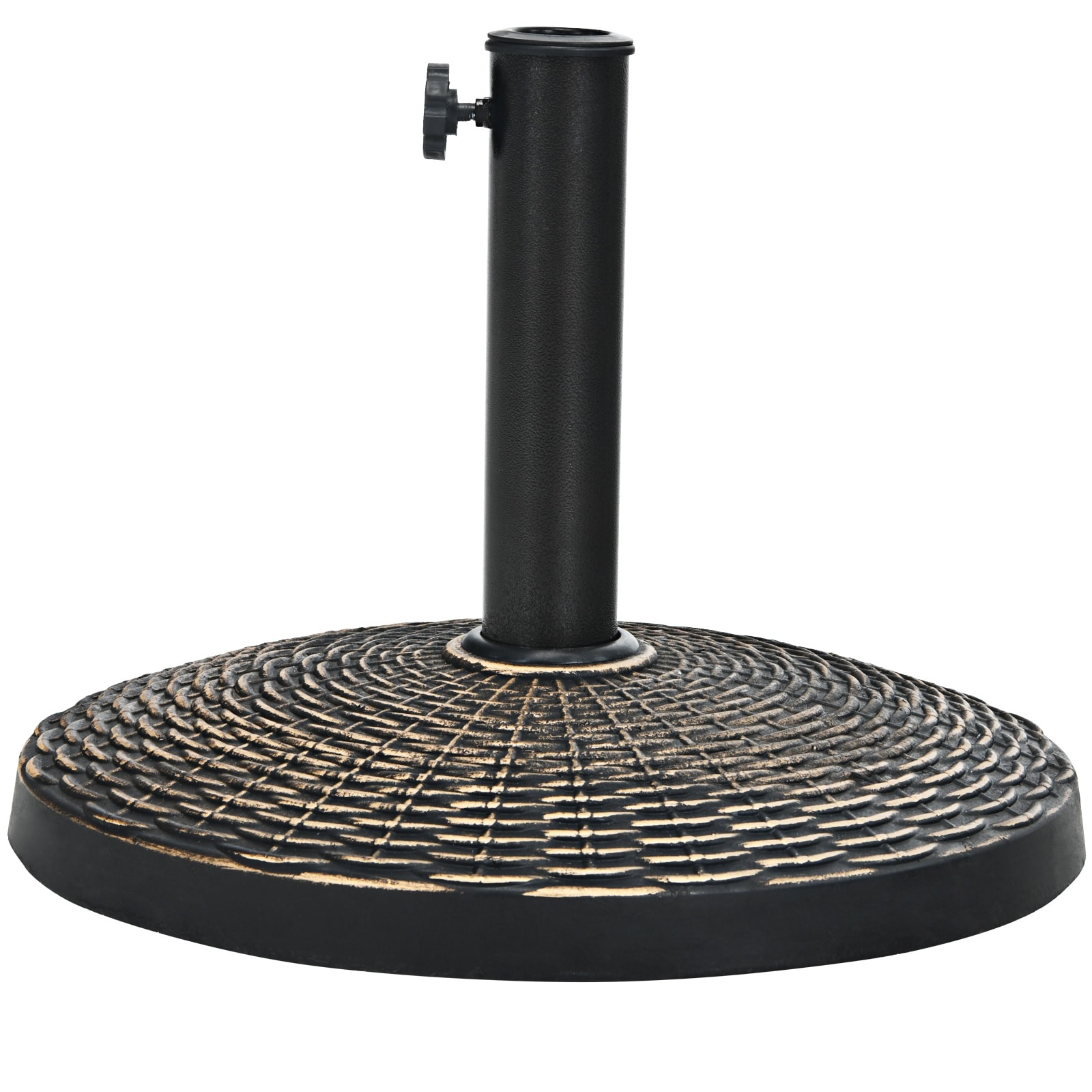 Slickblue D-CO-94807PO Patio Umbrella Base Resin and Steel Construction Wicker Weave Pattern Stable Outdoor Bronze 18 Inch