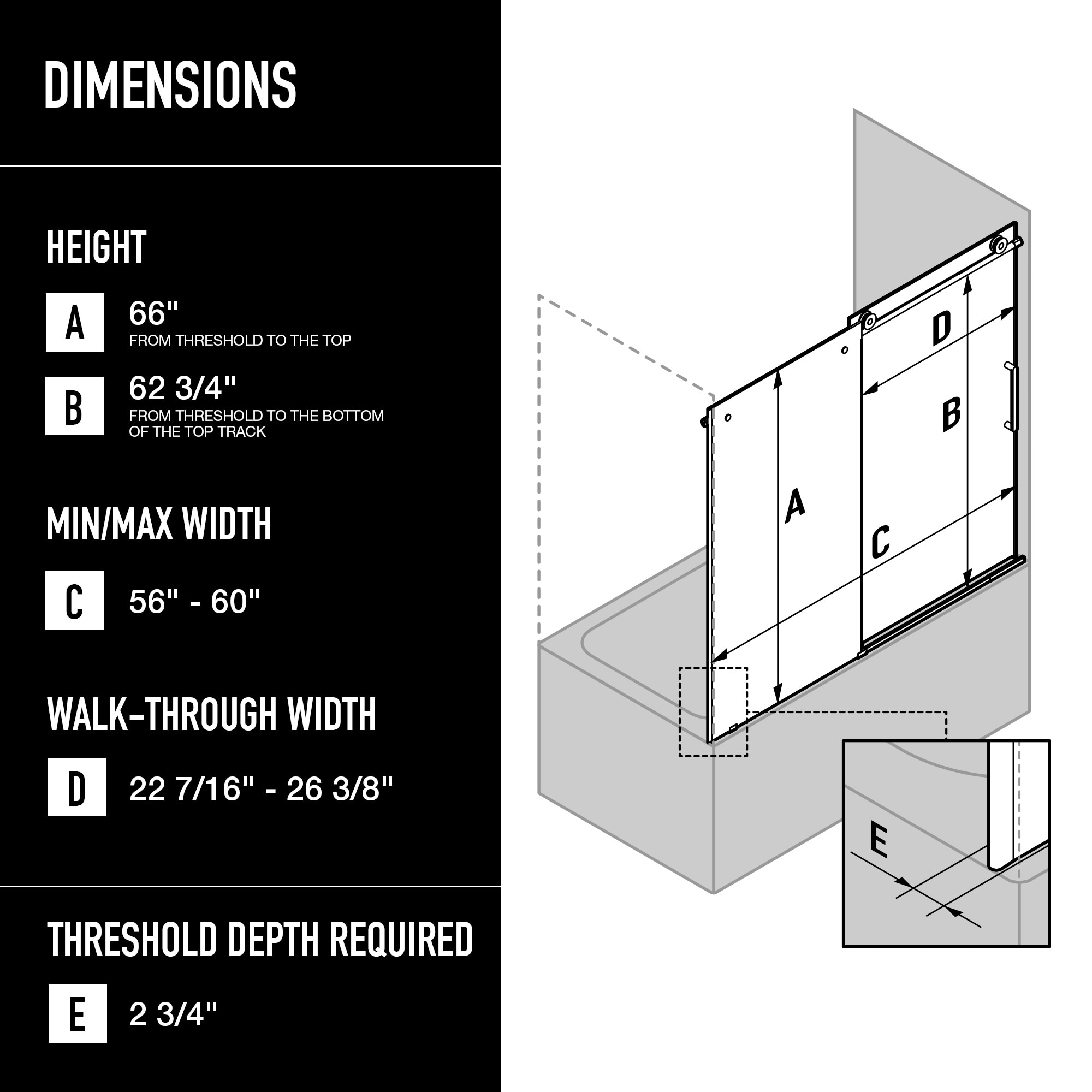 VIGO VG6041MBCLSC6066 Bathtub-Doors - View #2