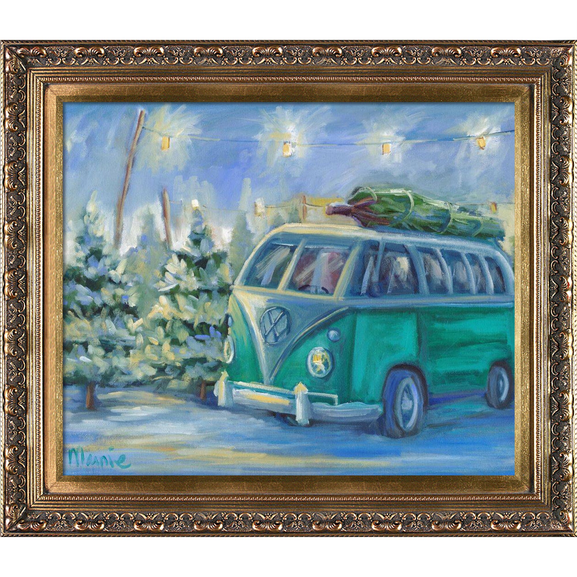 ArtistBe 688576915371 Artistbe by overstockArt Vw Christmas with Baroque Antique Gold Frame, 25.5-in x 29.5-in