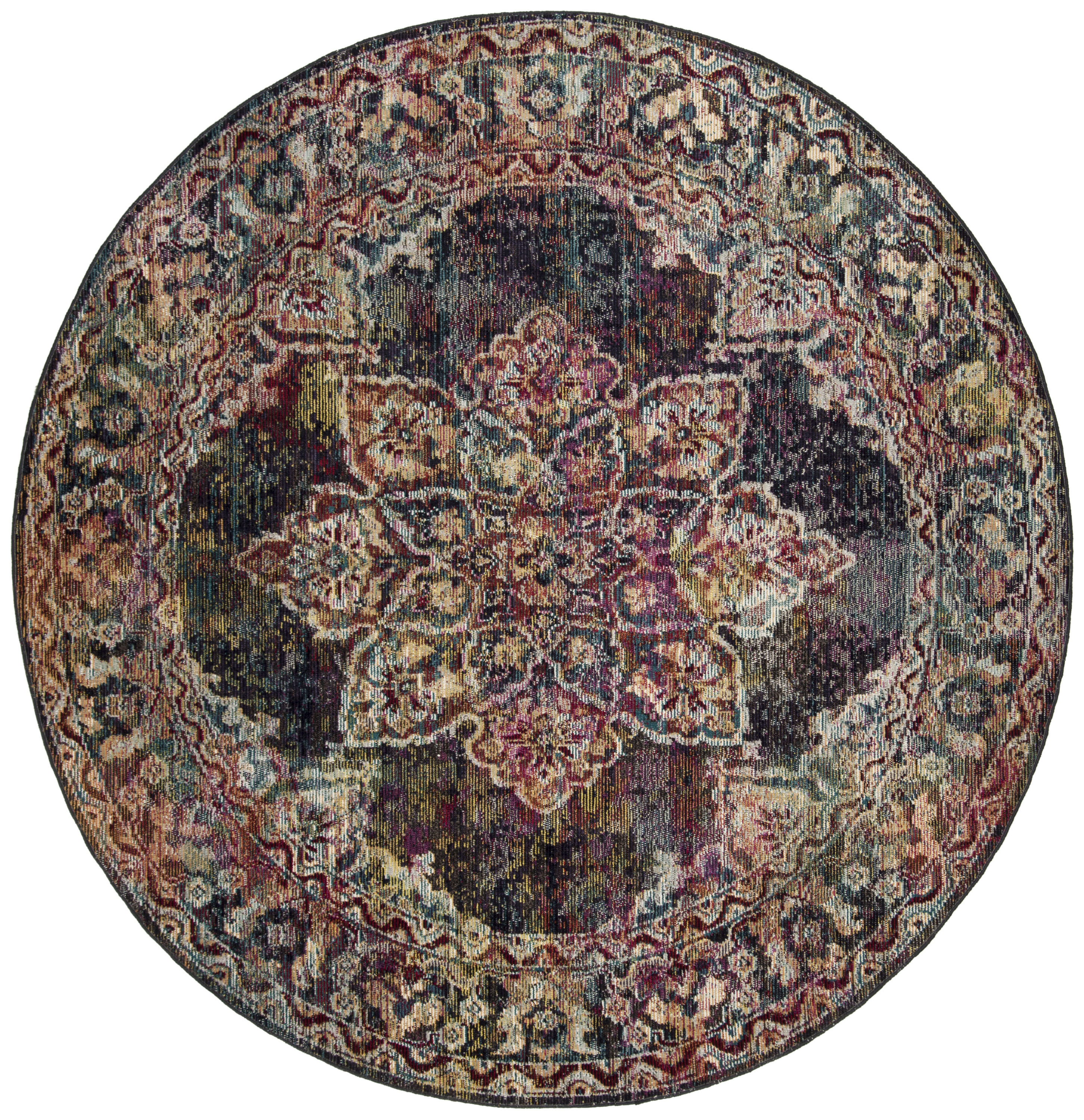 Safavieh 7' Round Multicolor Synthetic Oriental Area Rug