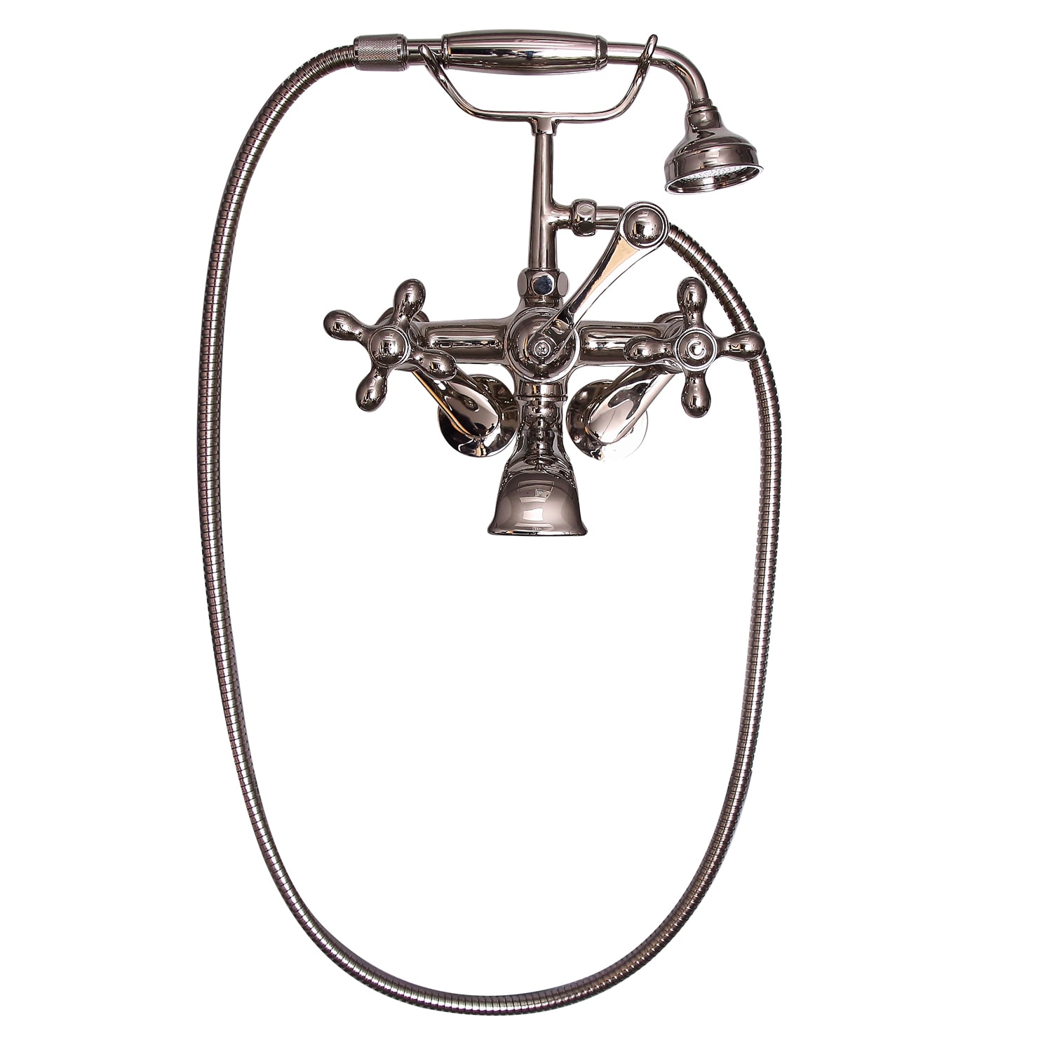 Barclay 4604-MC-PN Polished nickel 3-handle Wall-mount Low-arc Bathtub Faucet with Hand Shower ( Valve Included )