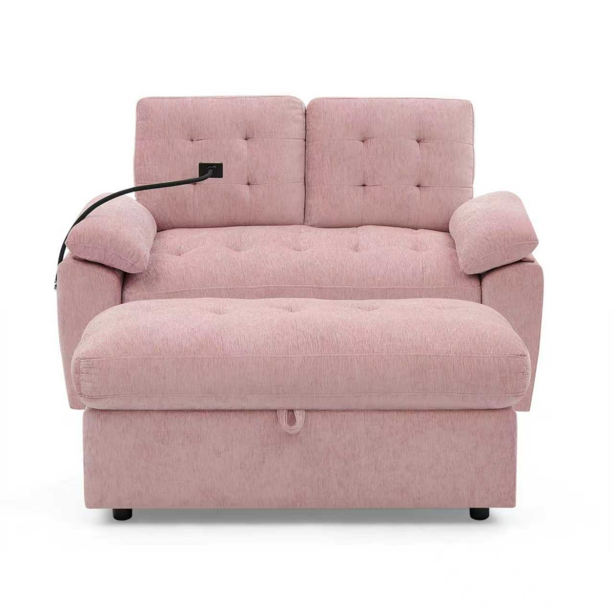 Bybafun - Pink Casual Polyester Sofa bed